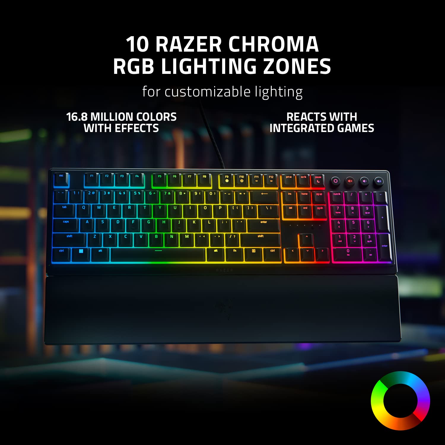 Razer Ornata V3 - Low Profile Gaming Keyboard with Mecha-Membrane Switches, RGB Chroma, Magnetic Wrist Rest, UK Layout | Black 6