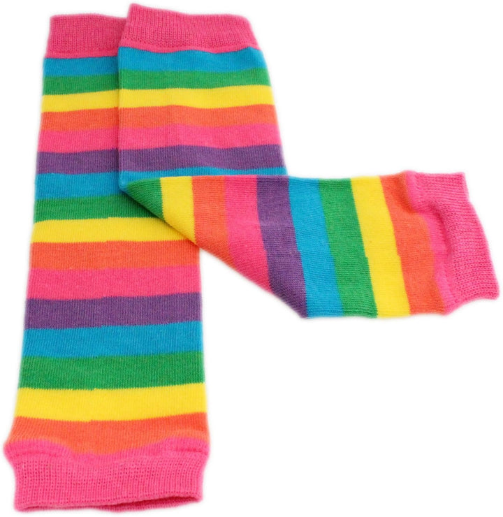 Rainbow Stripe Leg Warmers - Red & Pink (6 months to 5 years)