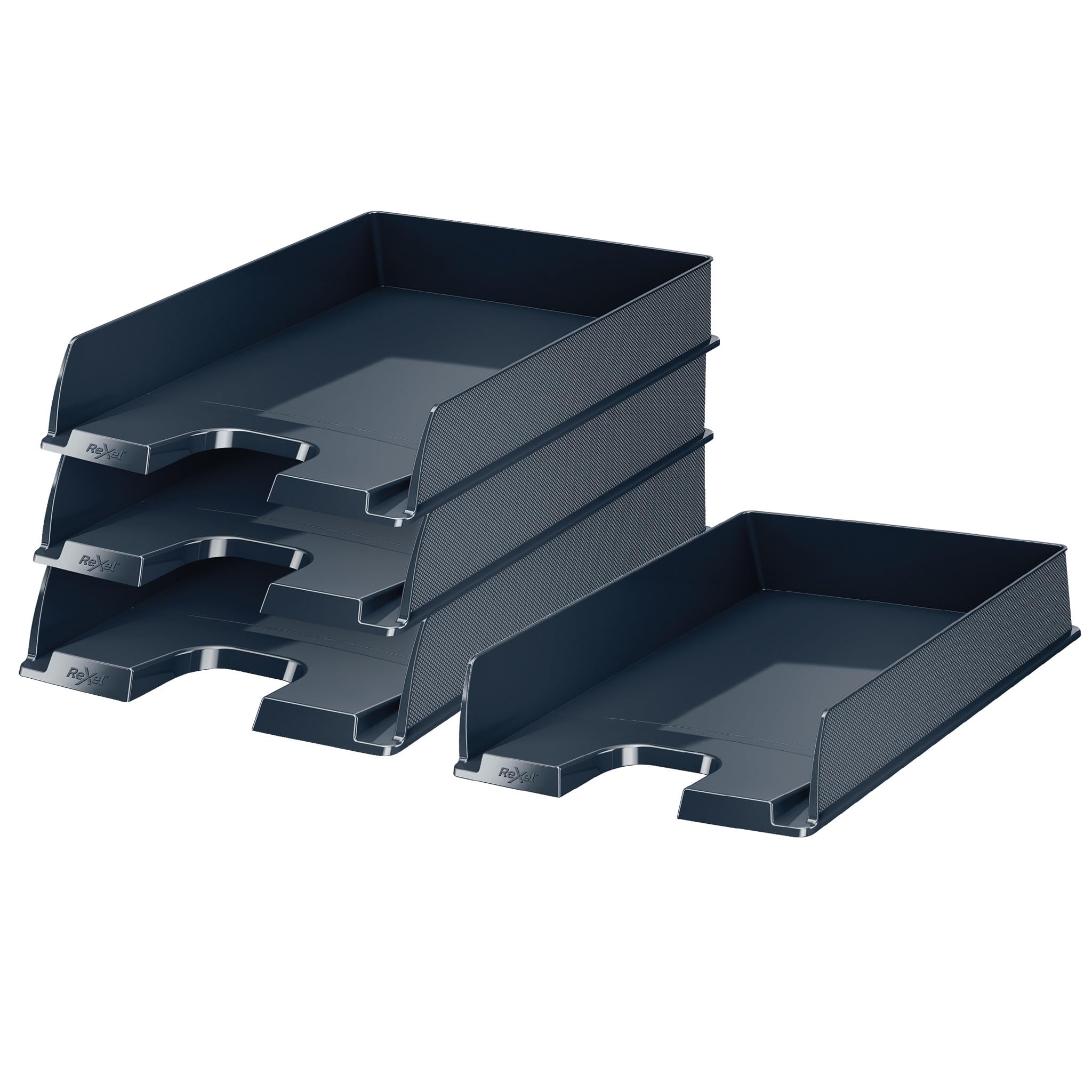 Rexel Choices A4 Letter Tray - Stackable Document Organiser, Black, 4 Pack 1