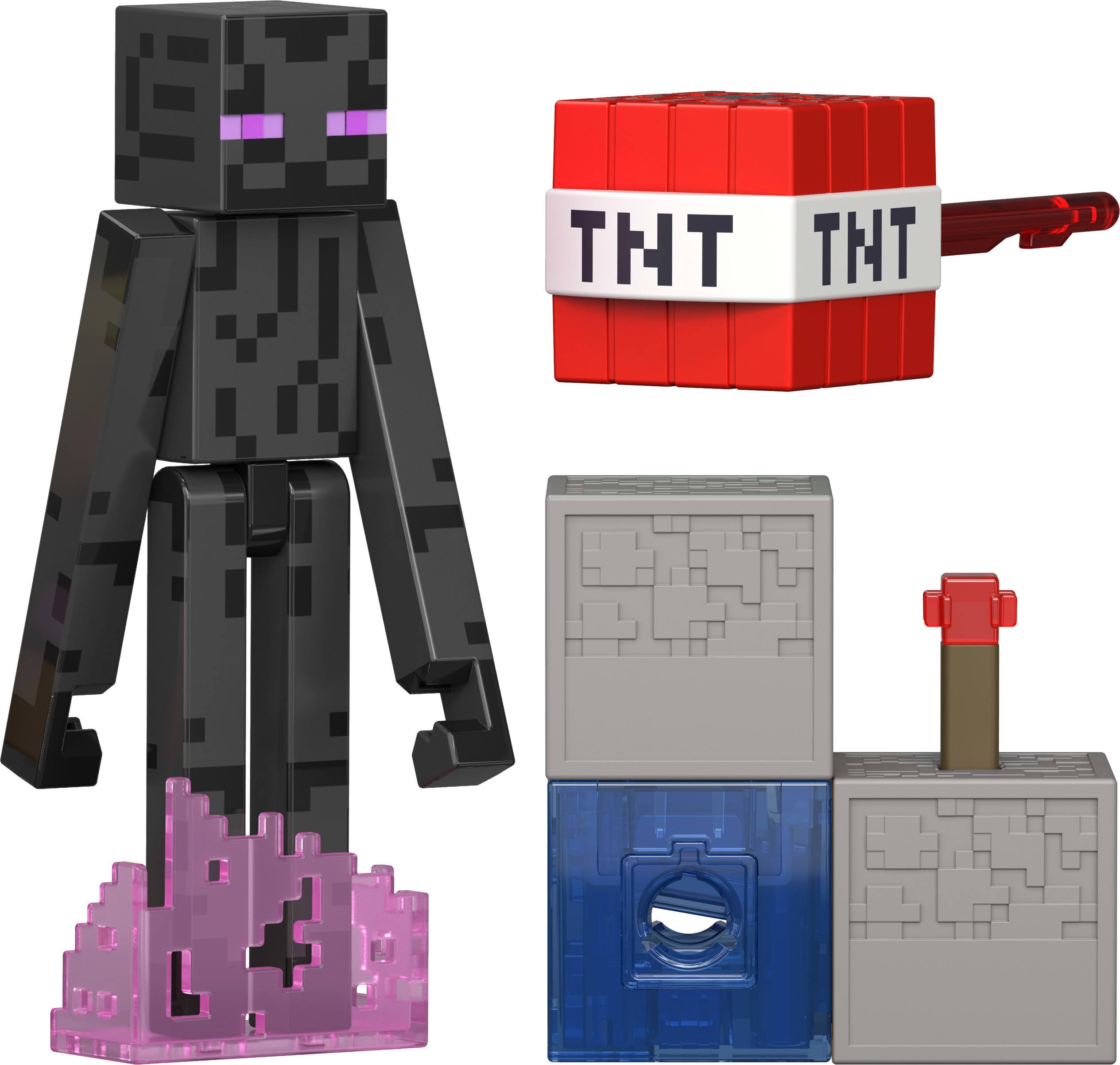 Mattel Minecraft Enderman Action Figure with Accessory and Redstone Building Piece | 3.25-inch Scale
