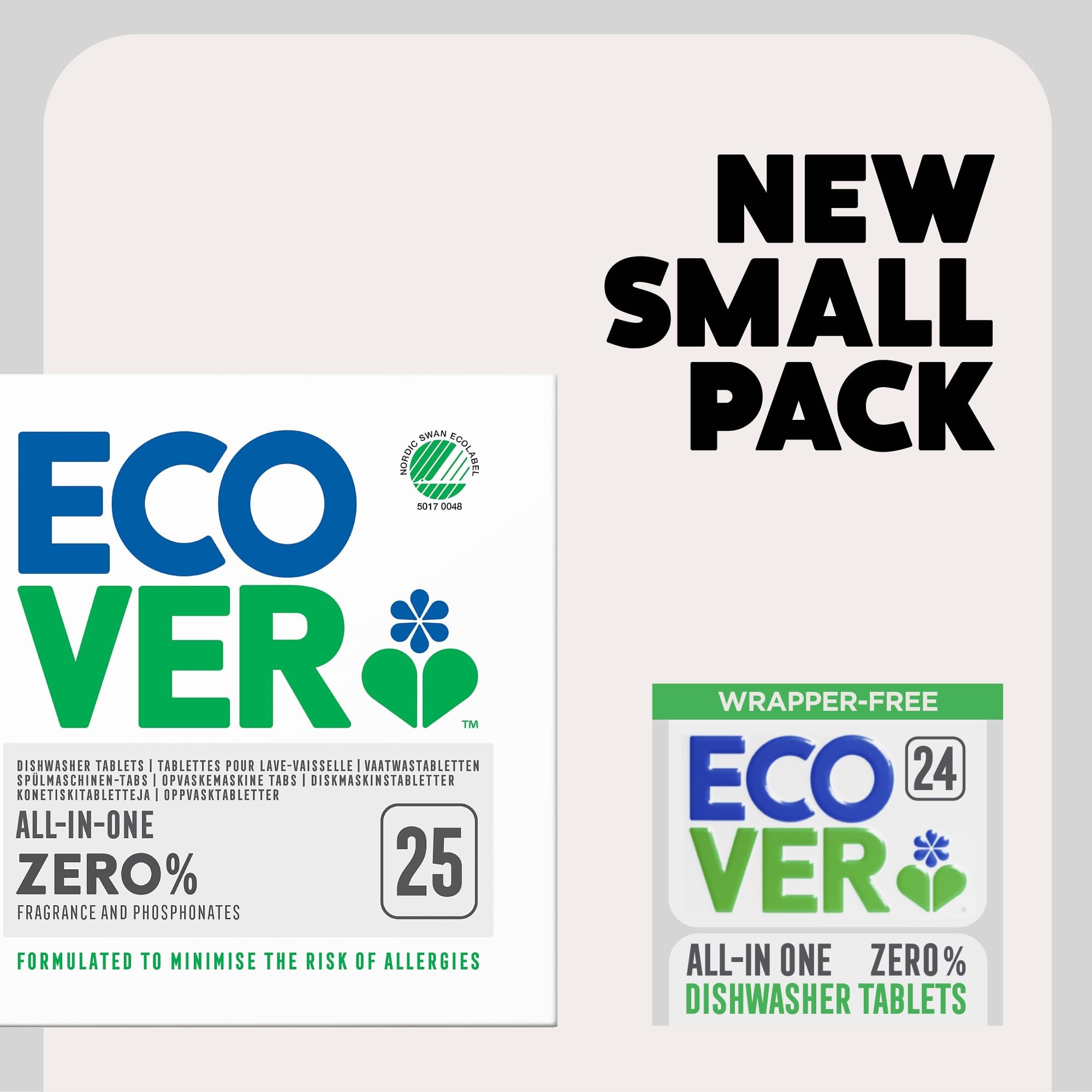 Ecover Zero Dishwasher Tablets, Salt & Rinse Aid - All-in-One Biodegradable Cleaning Solution 7