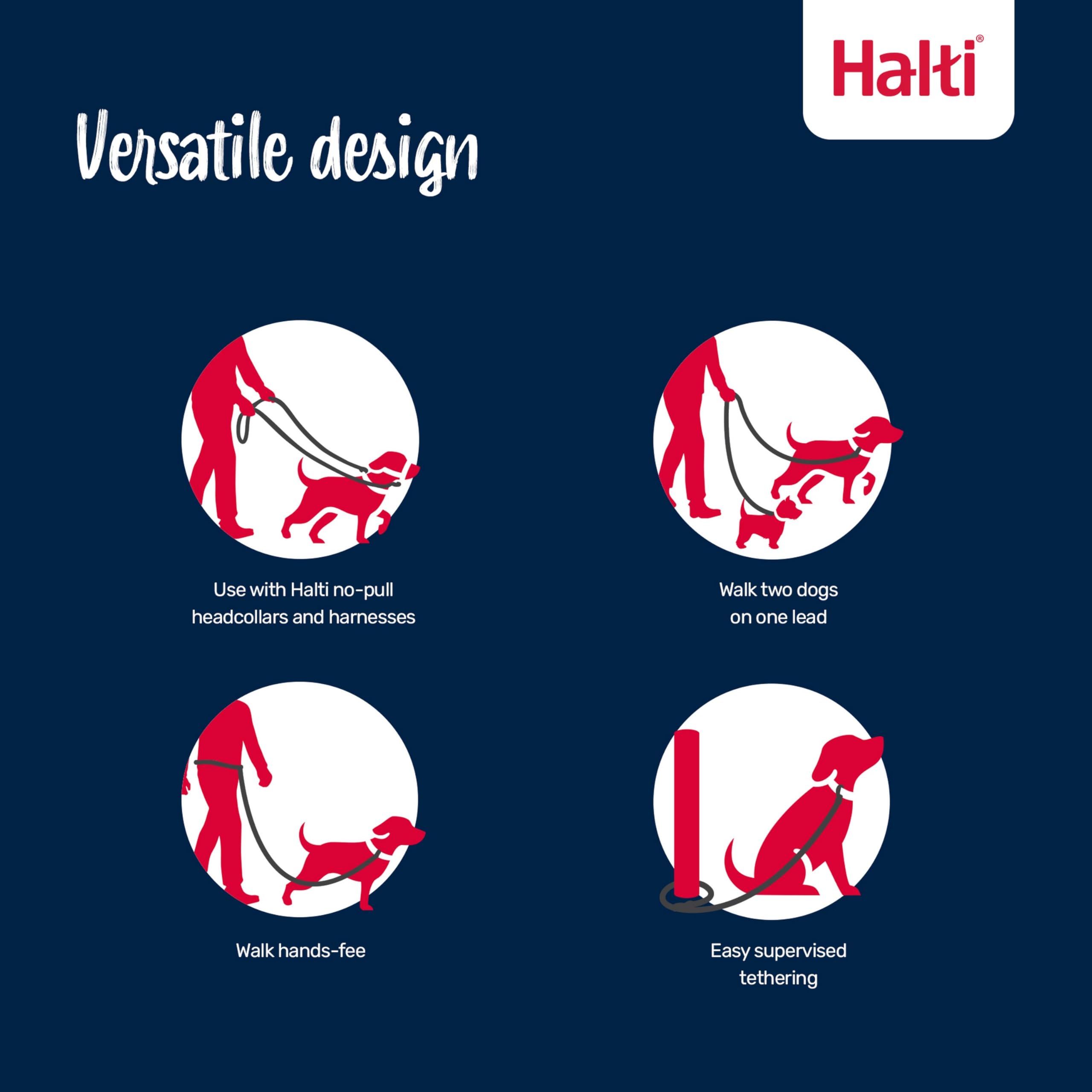 Halti Training Lead - Stops Pulling | Double-Ended | Size Small, Desert Sand, 2m 4