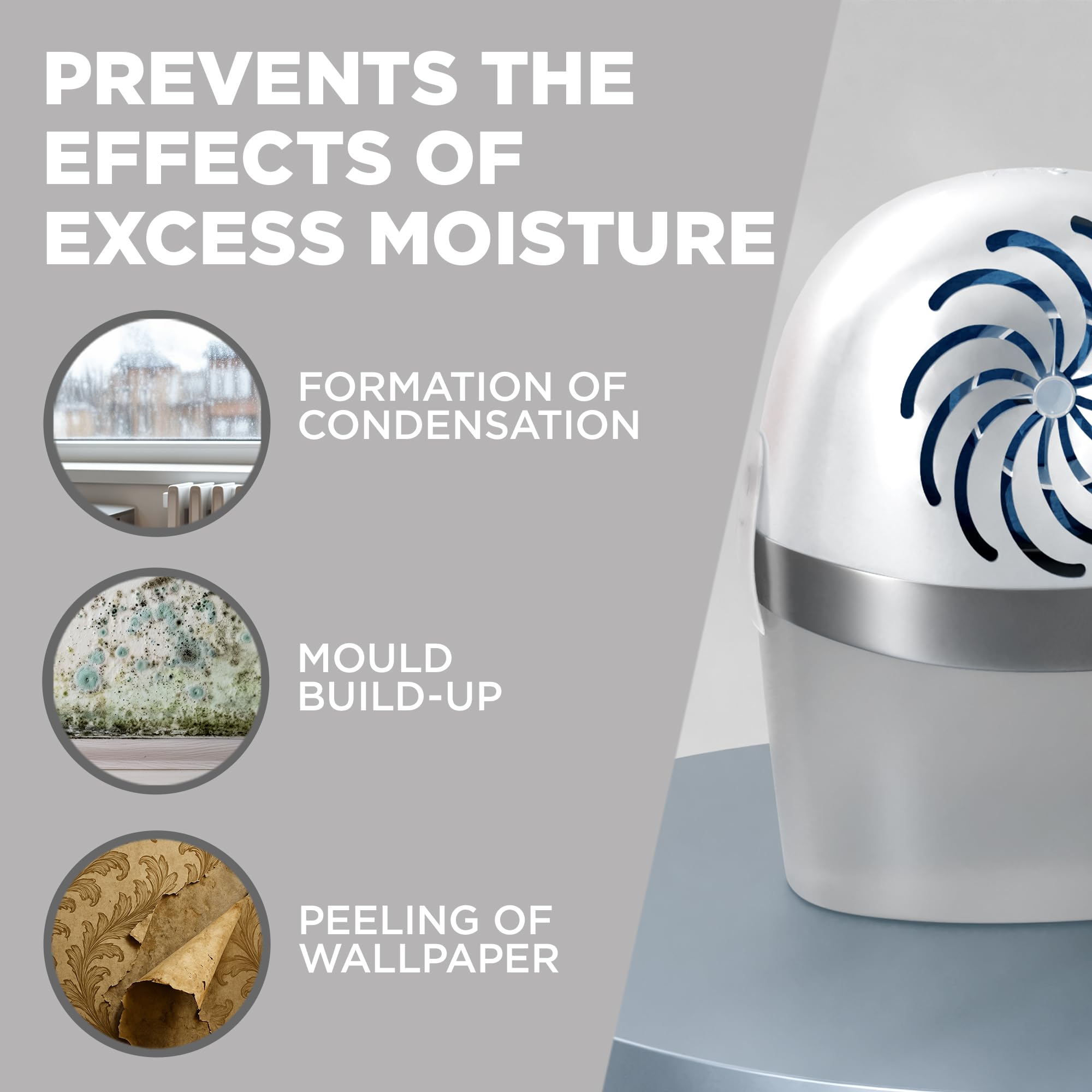 Unibond AERO 360° Moisture Absorber Device with 450g Refill Tab | Prevents Condensation | Recyclable 2