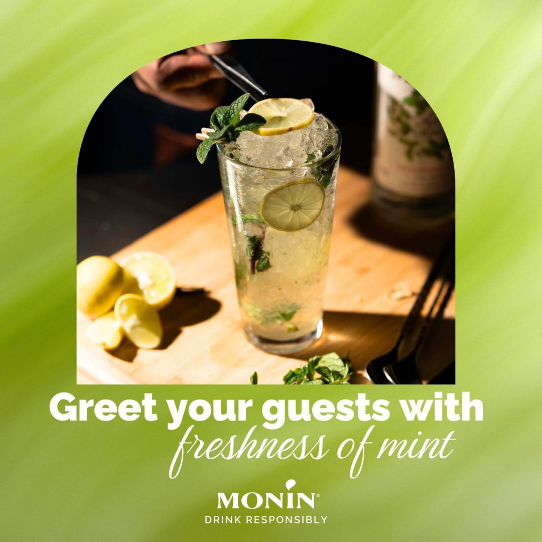 MONIN Mojito Mint Syrup 700ml - Natural Flavouring, Vegan, Halal, Kosher - for Cocktails, Mocktails, Lemonades