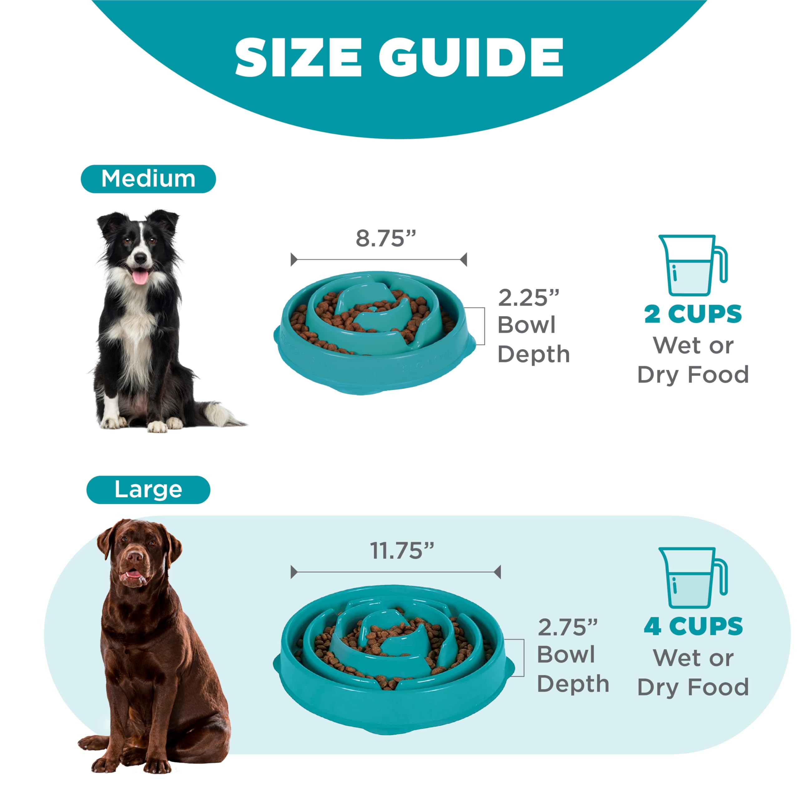 Outward Hound Slow Feeder Dog Bowl - Large Size, Turquoise | Slows Eating 10X | Non-Slip Base 5