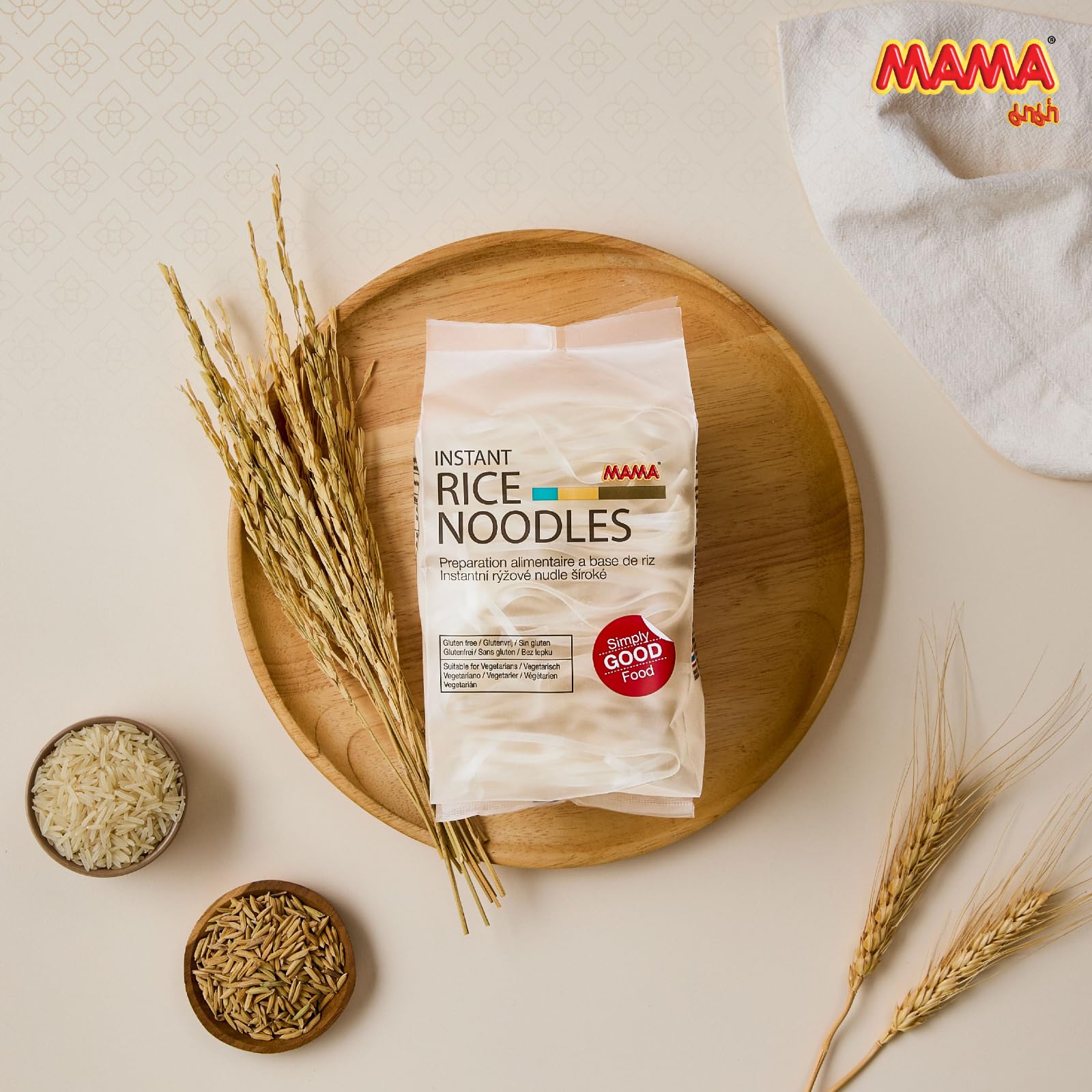 MAMA Instant Rice Noodles - Gluten Free, Vegetarian | 225g Pack of 6 3