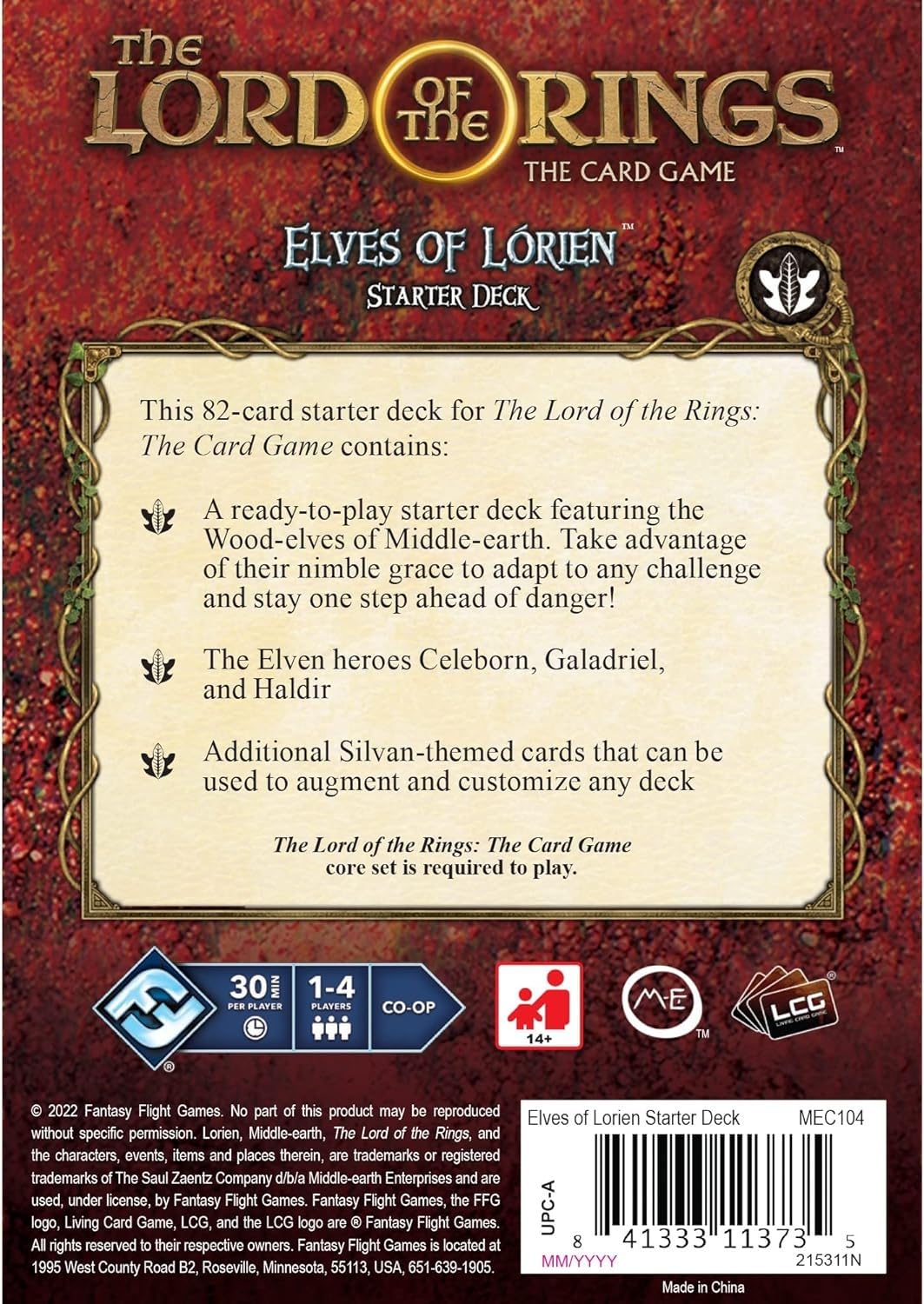 Fantasy Flight Games The Lord of the Rings: Elves of Lórien Starter Deck | Ages 13+ | 1-4 Players