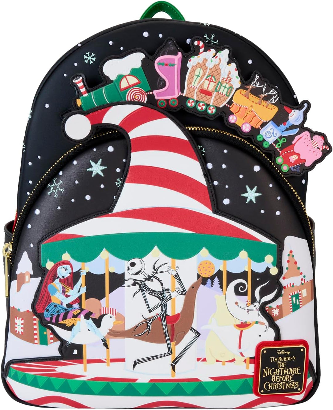 Loungefly The Nightmare Before Christmas Candy Cane Carousel Glow Mini Backpack (WDBK3786)