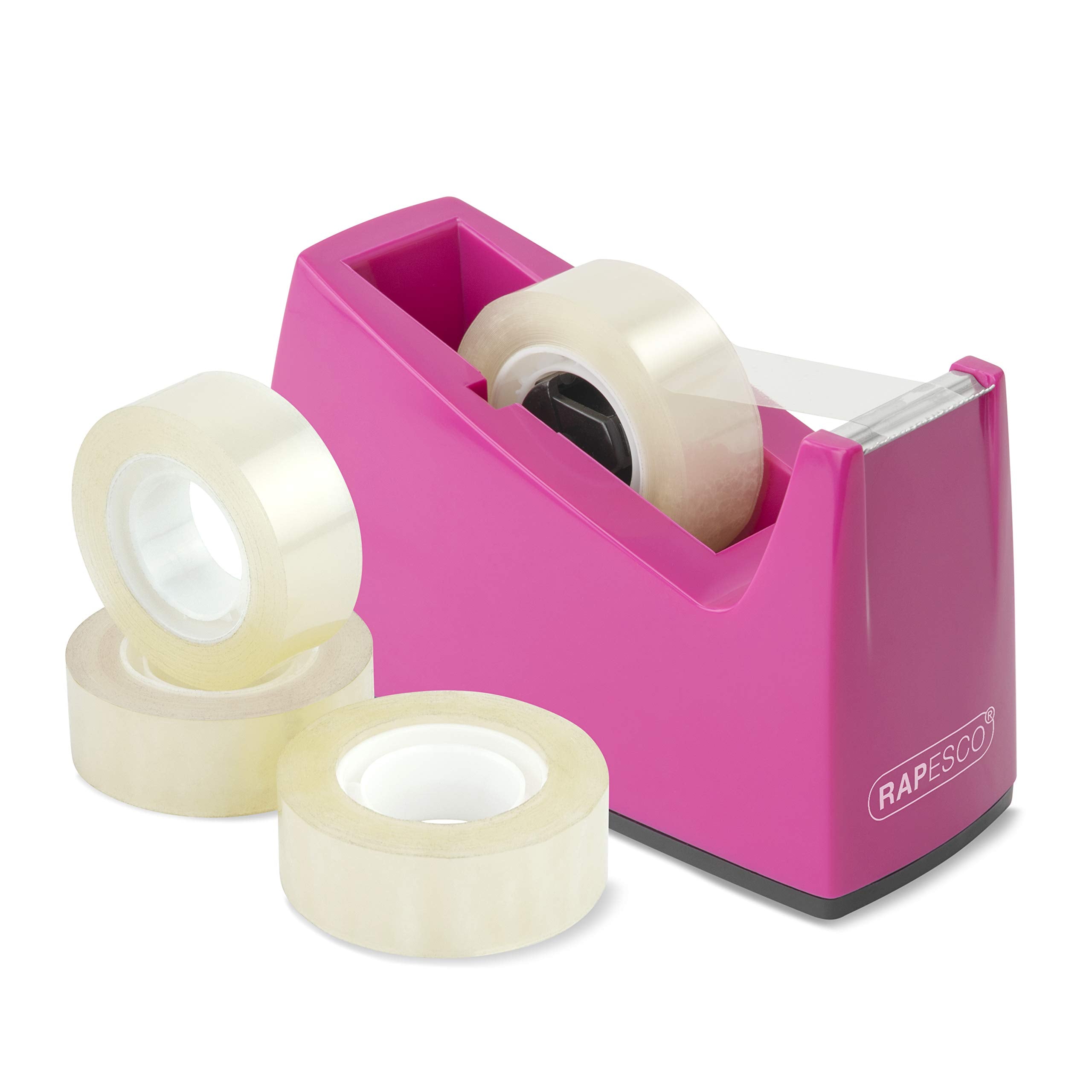 Rapesco 1621 Tape Dispenser 300 for Rolls with 1" (25 mm) Core, Includes 4 1