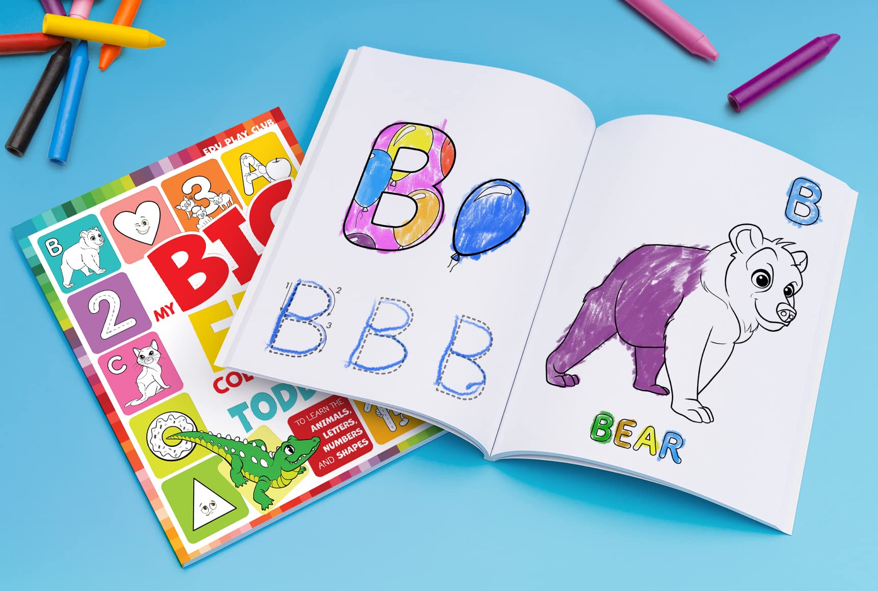Edu Play Club My Big Fun Coloring Book for Toddlers to Learn Animals, Shapes, Colors | Ages 1-4 | Paperback