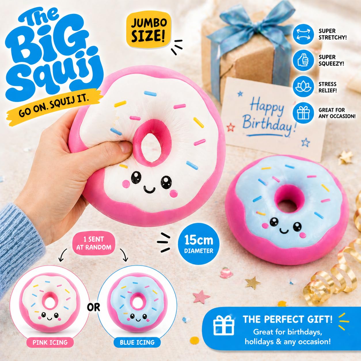 Keycraft Jumbo Squishy Donut Slow-Rise Sensory Toy - Extra Large Stress Relief | Ages 3+ 5