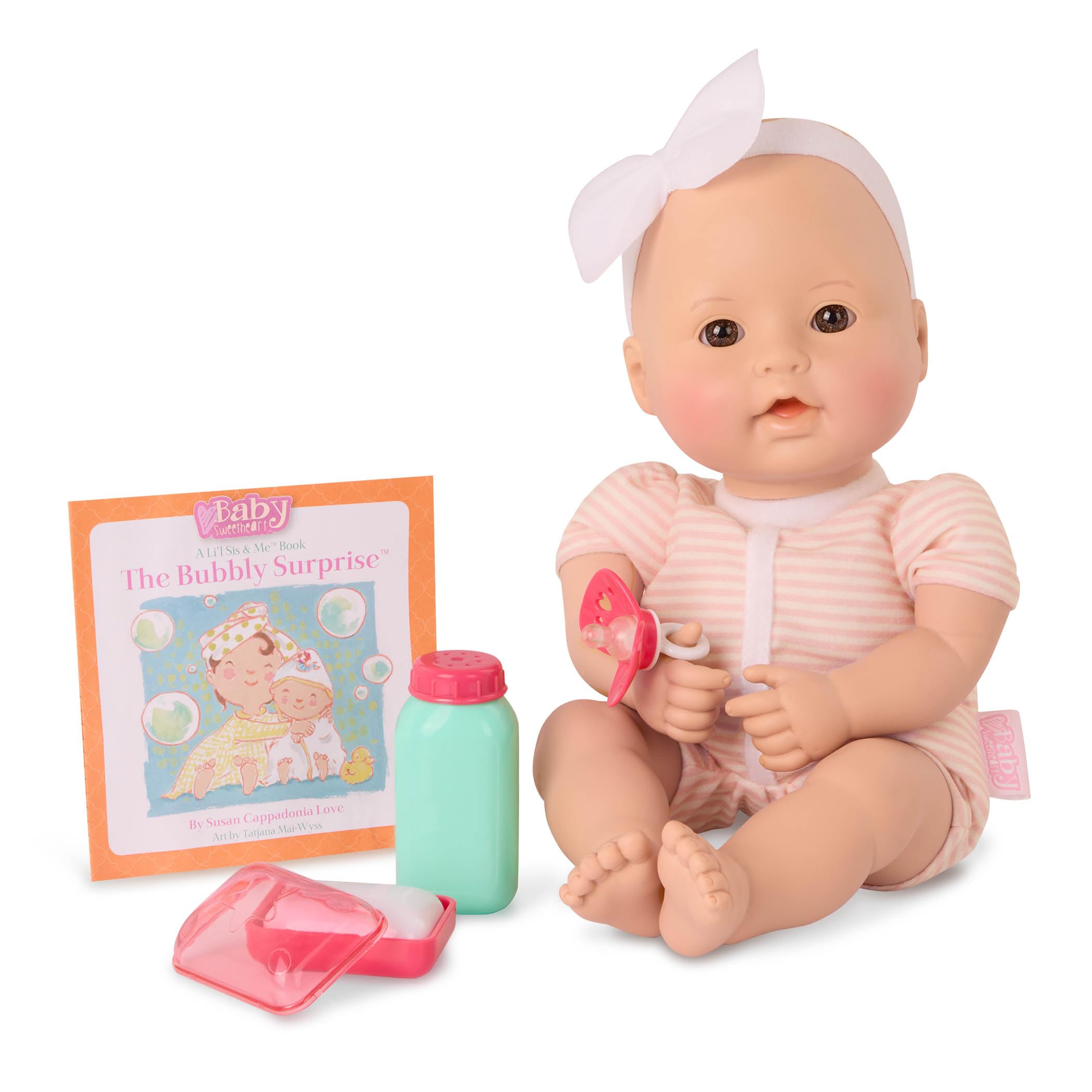 Baby Sweetheart Bath Time Doll - 12-Inch Soft Cuddle Doll with Bath Accessories for Toddlers 1