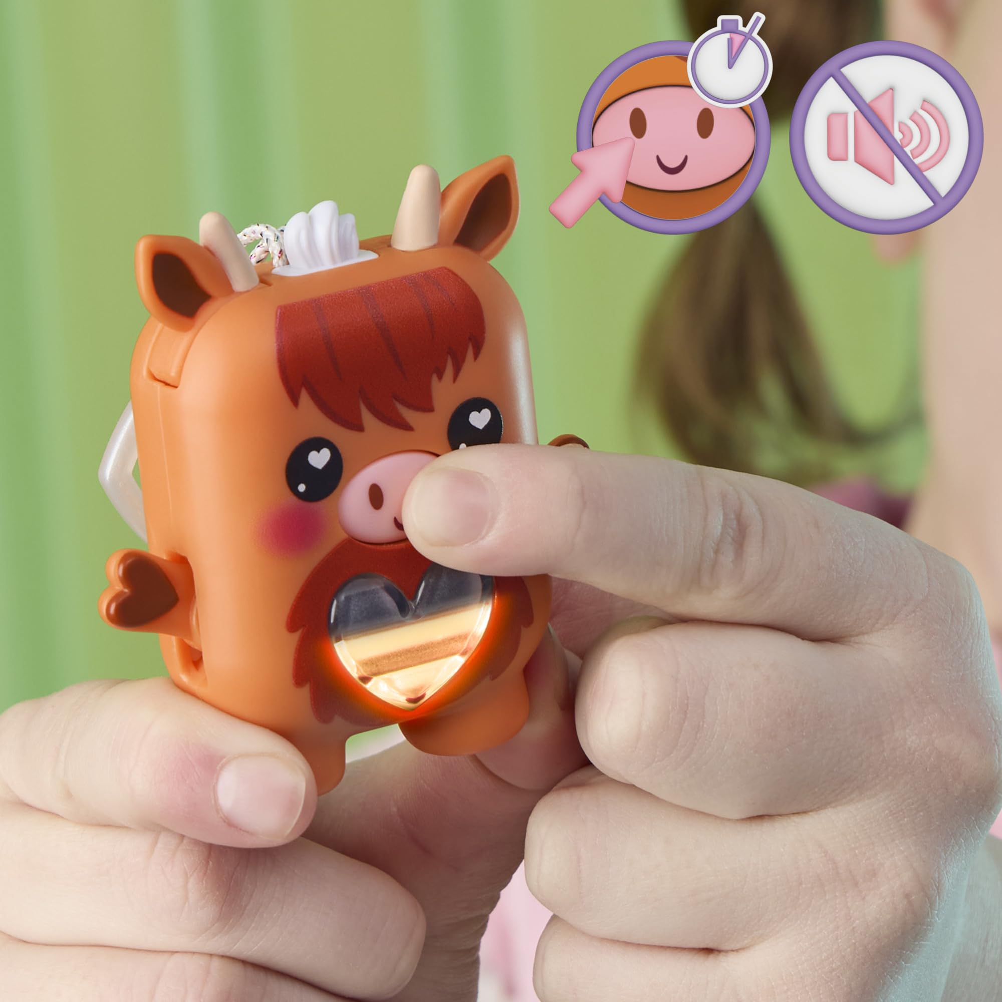 Hasbro Nano-Mals Cowbert the Highland Cow - Electronic Fidget Pet with Light-Up Heart, 70+ Reactions & Silent Mode 14