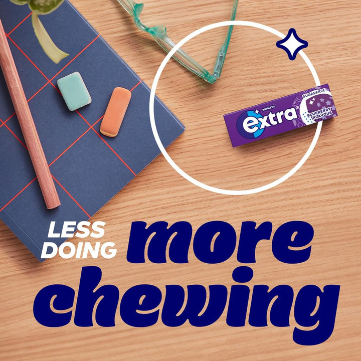 Extra Blueberry Flavour Sugar Free Chewing Gum - 30 Packs (10 Pieces Each)