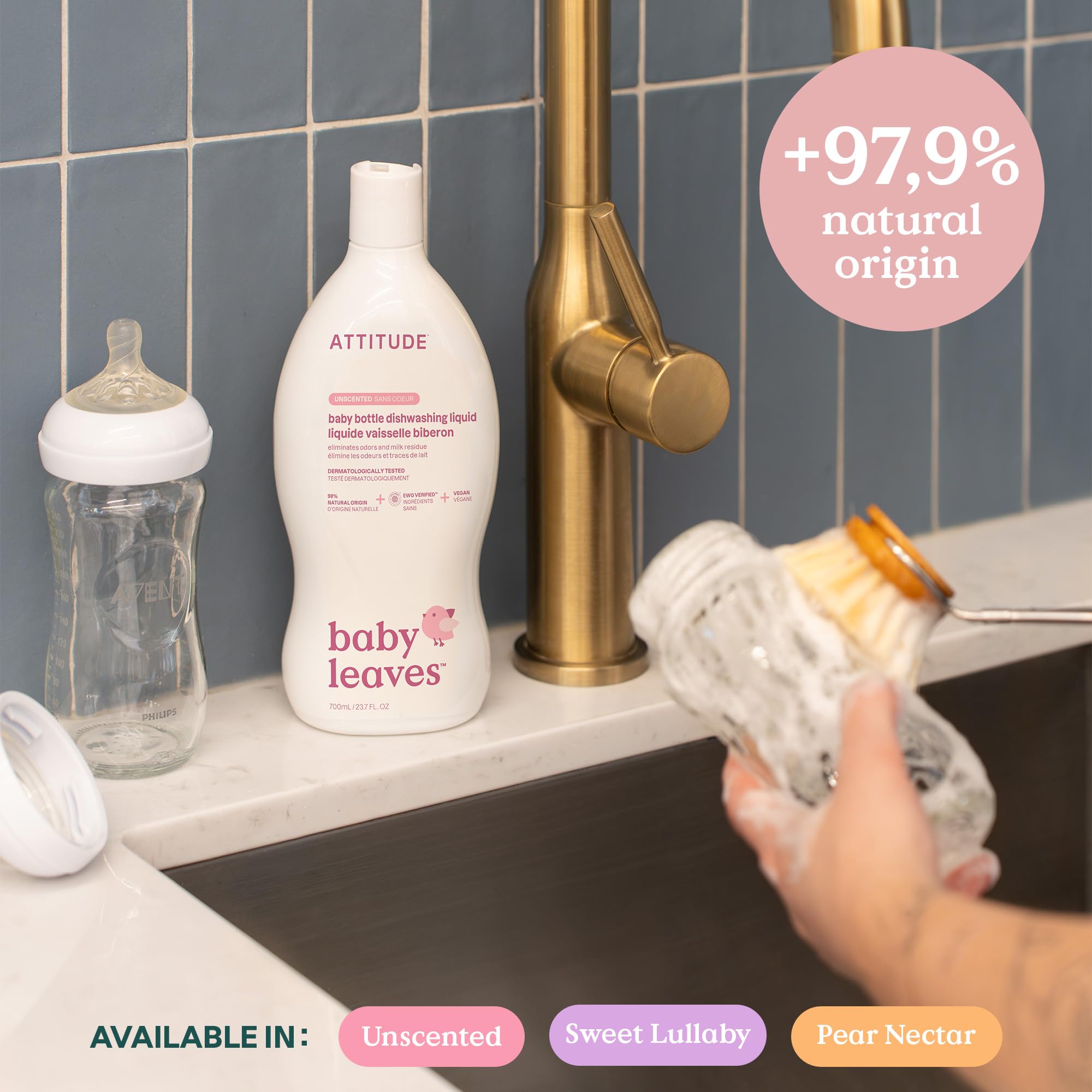 ATTITUDE Baby Washing Up Liquid - EWG Verified, No Added Dyes or Fragrances 6
