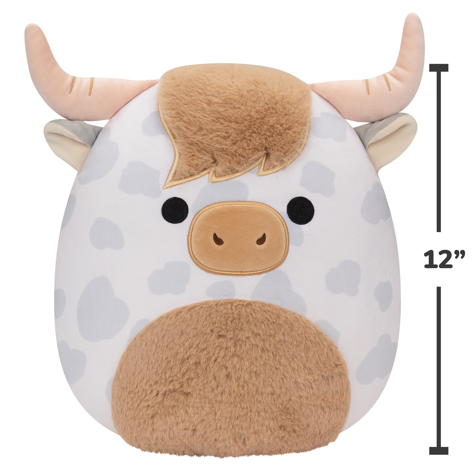Squishmallows Borsa 12-Inch Spotted Highland Cow Plush - Soft Stuffed Animal for Kids 3+ 14