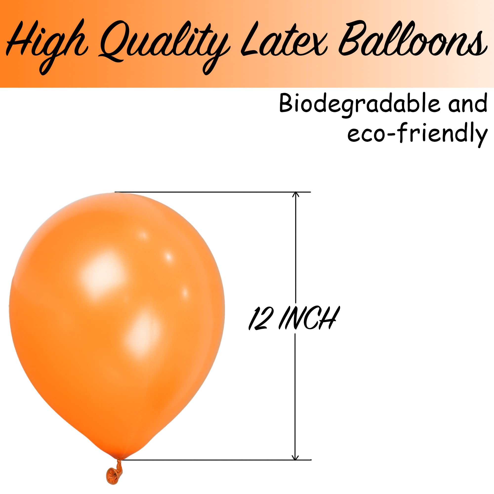 SHATCHI Orange Balloons - 10 Pack, 12 Inch Thick Latex, Biodegradable | Supports Helium & Air 3