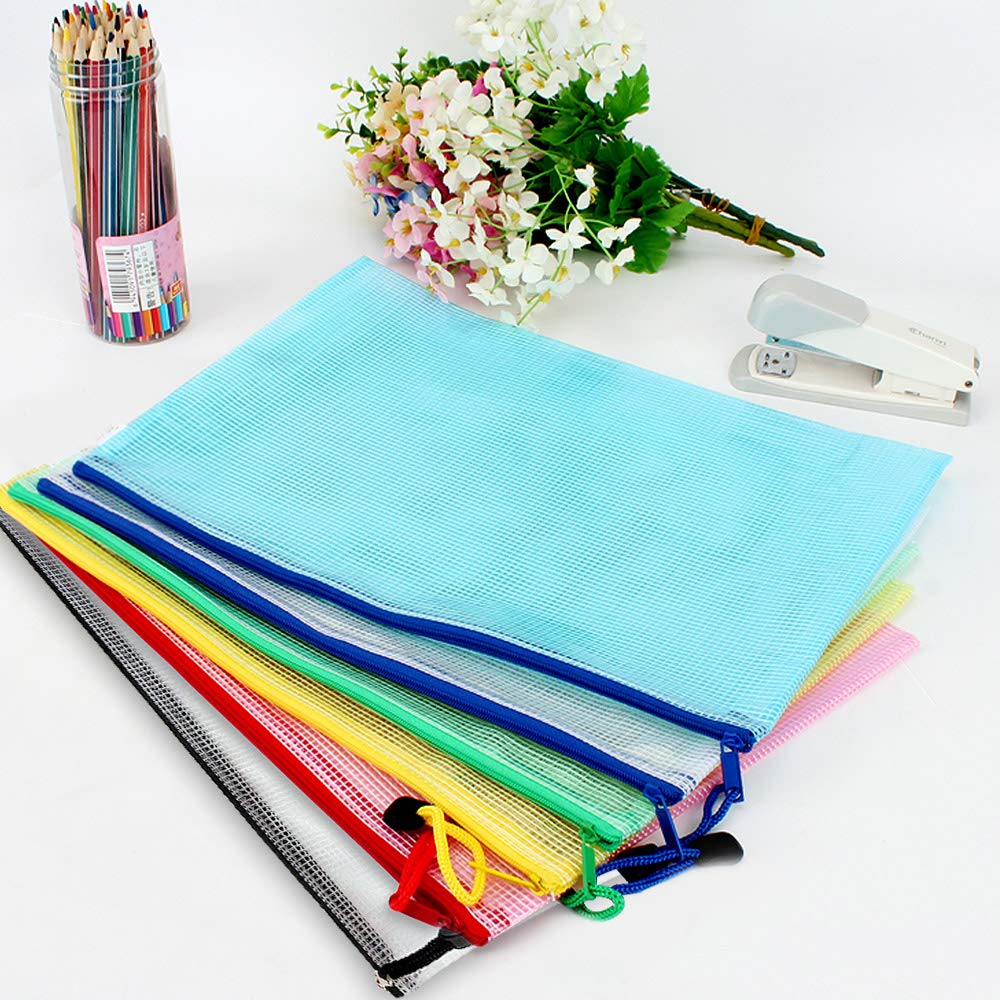 GoodtoU 36PCS A4 Plastic Zip Lock Wallets - Extra Thick, Water Resistant Mesh Document Folders 7
