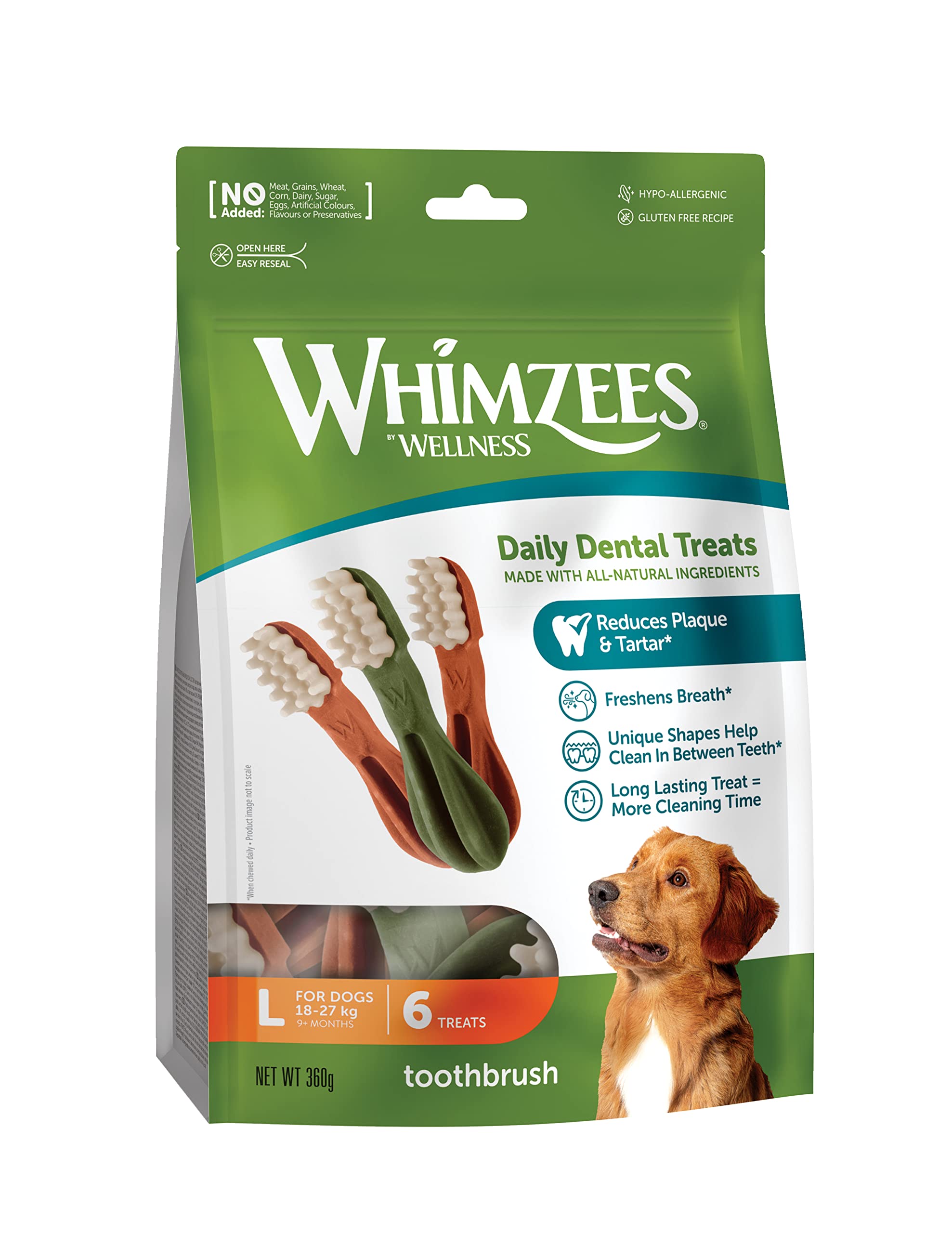 WHIMZEES By Wellness Natural Grain-Free Dog Dental Chews for Large Breeds | 360g Bag