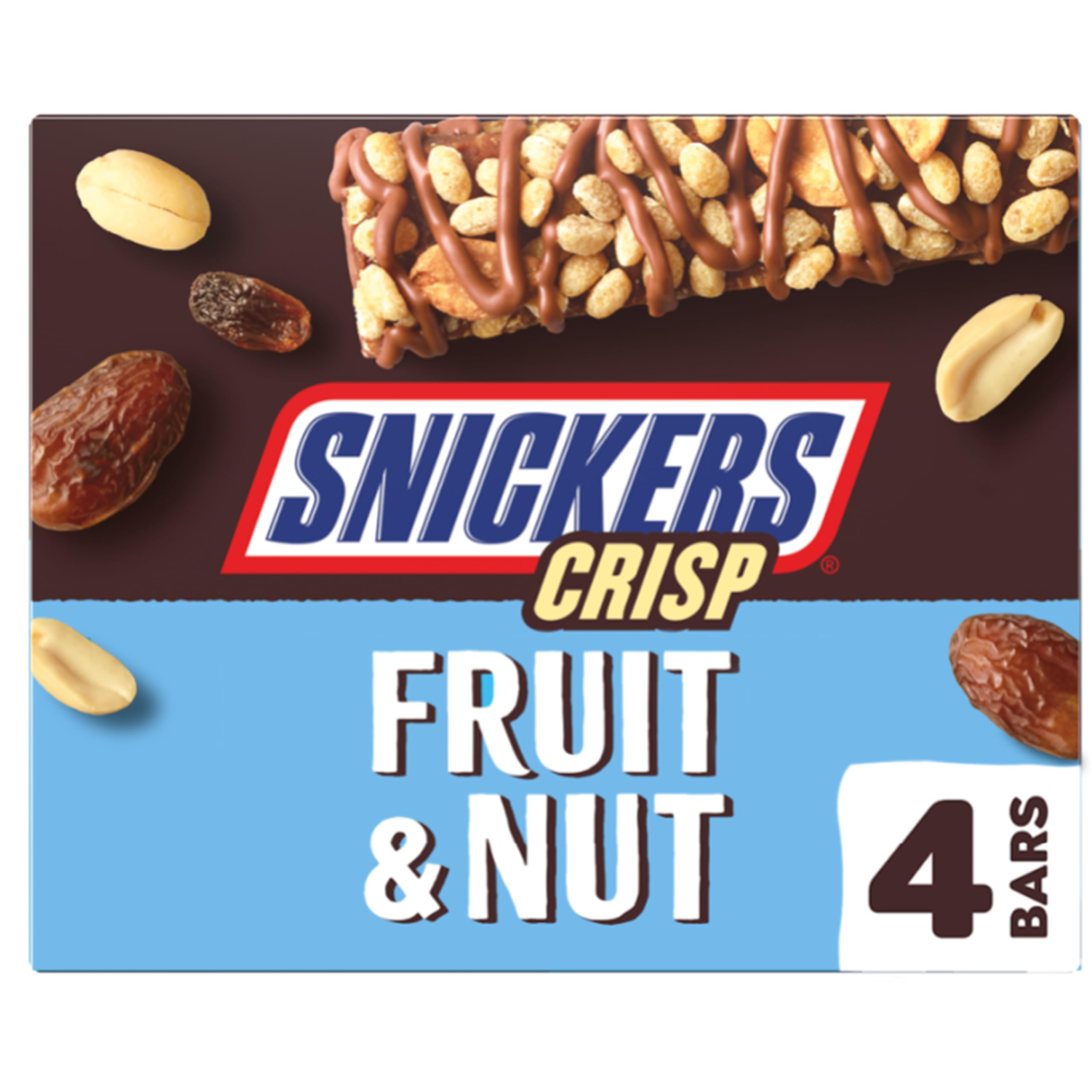 Snickers Crisp Fruit & Nut Milk Chocolate Snack Bars Multipack 4 x 32g 1