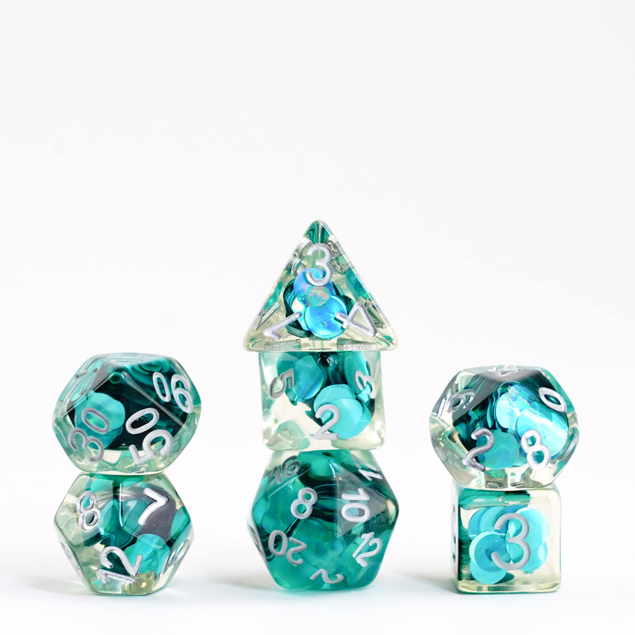 Metallic Dice Games Mermaid Scales 16mm Resin Polyhedral RPG Dice Set | 7 Pieces 9