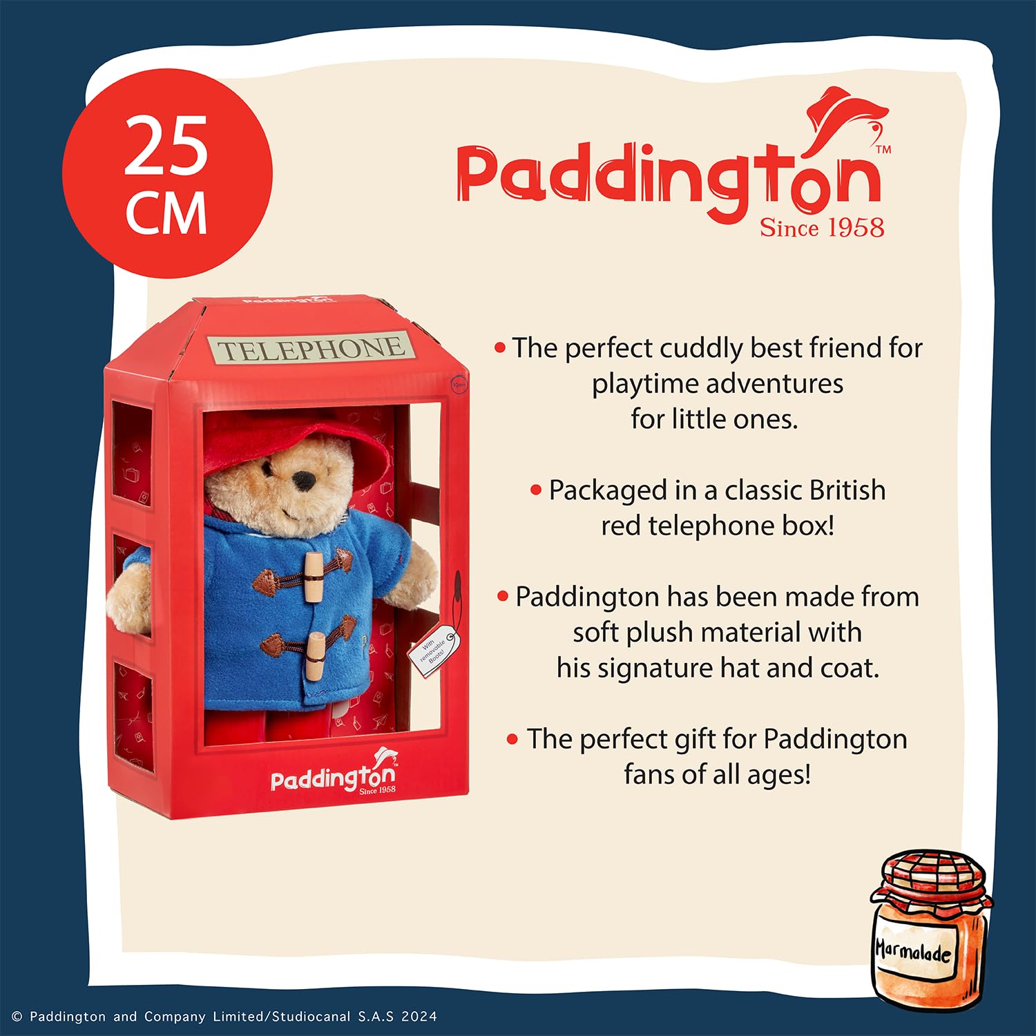 Rainbow Designs Paddington Bear Soft Toy in British Phone Box - Plush Teddy 6