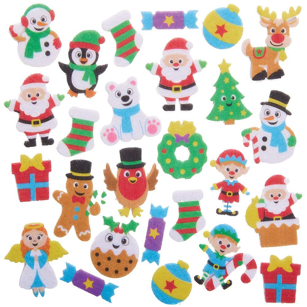 Baker Ross FX380 Christmas Felt Stickers - Pack of 80 Assorted Festive Designs