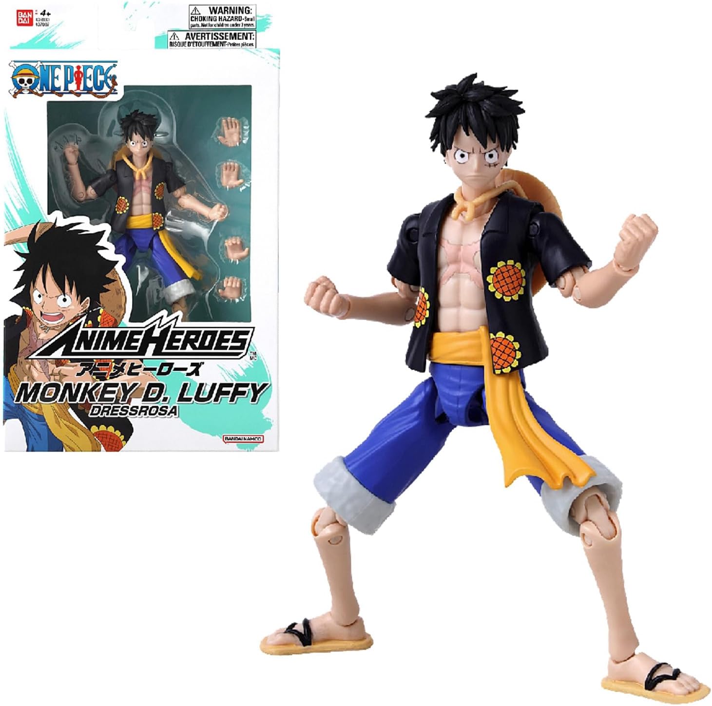Monkey D. Luffy 'Dressrosa Version' Action Figure - 17cm Anime Heroes Collectible by Bandai