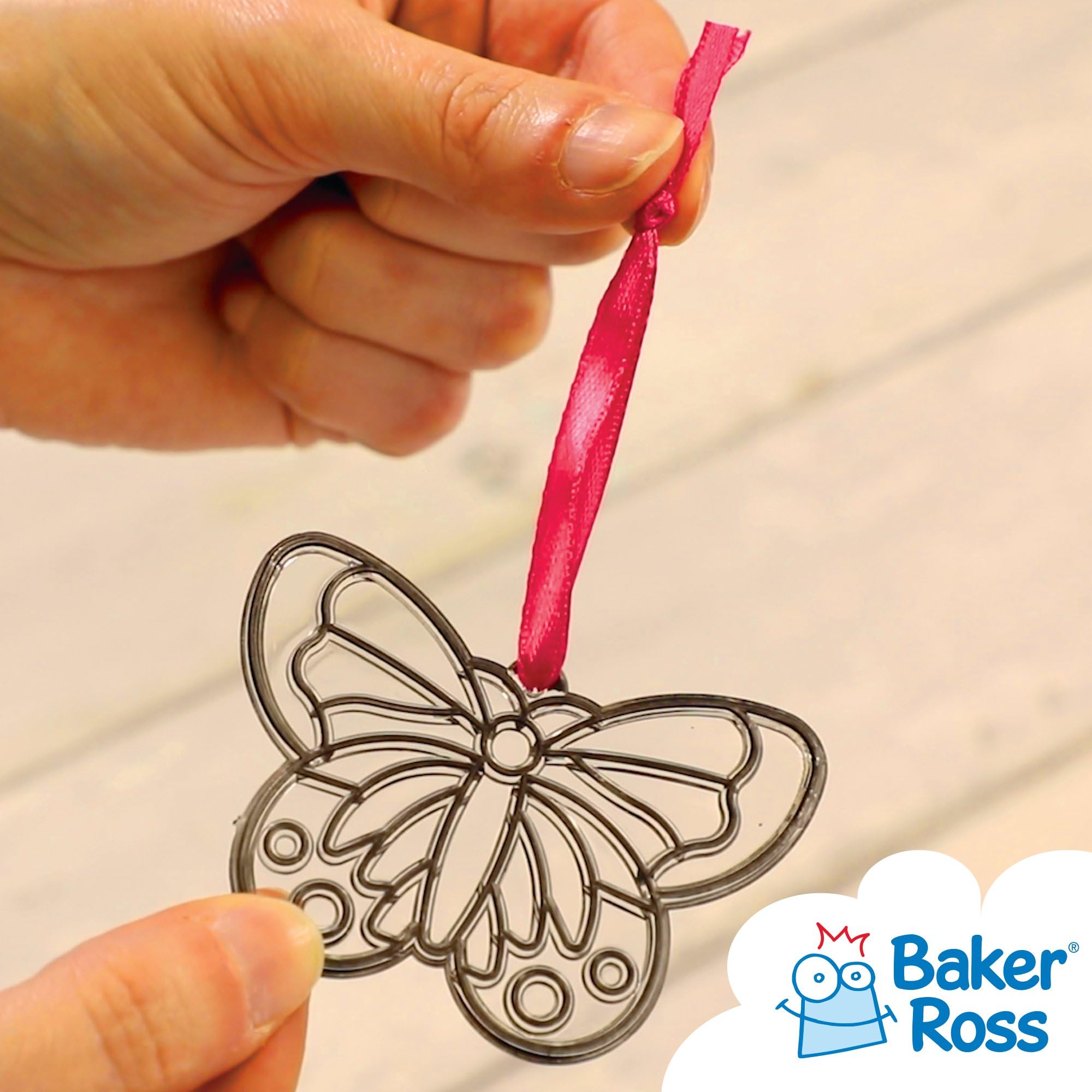 Baker Ross Butterfly Mini Suncatcher Decorations - Pack of 12 Acrylic Templates for Kids Ages 3+ 4