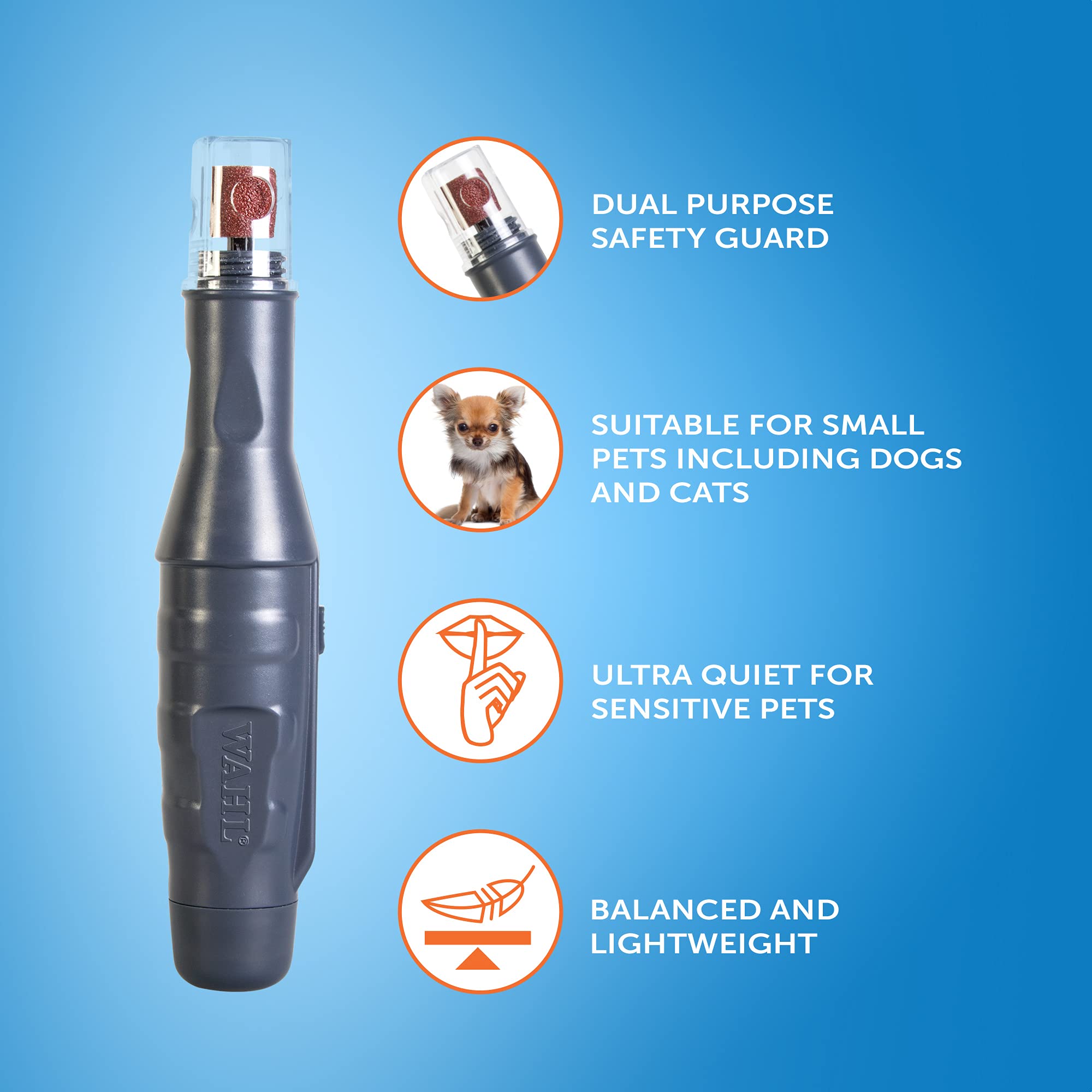 Wahl Battery Nail Grinder - Dual-Speed Rotary Filing | Portable & Low Noise | Includes 2 Grinding Heads