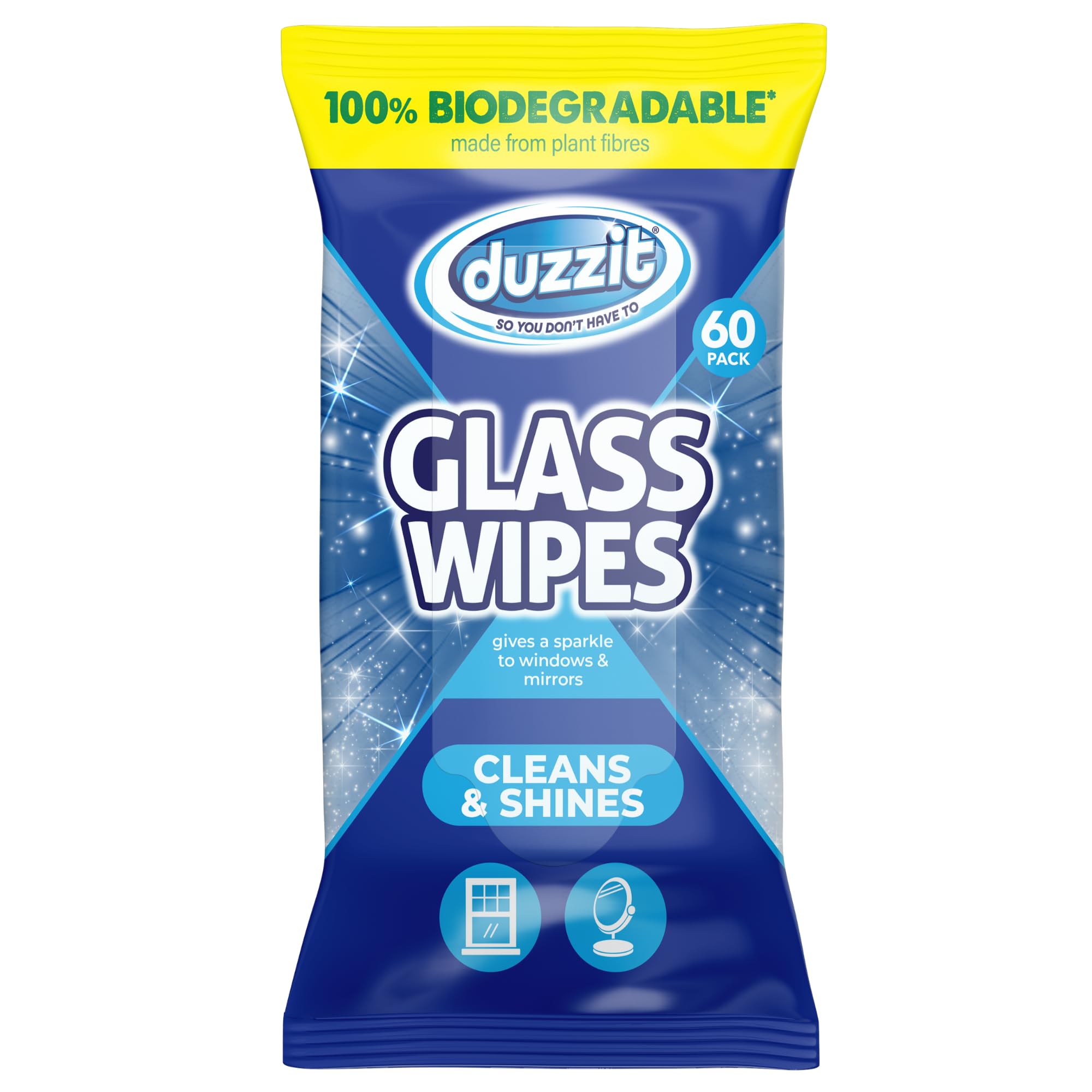 Duzzit Glass Wipes - Streak-Free Shine | 60 Count | Citrus Scent 1