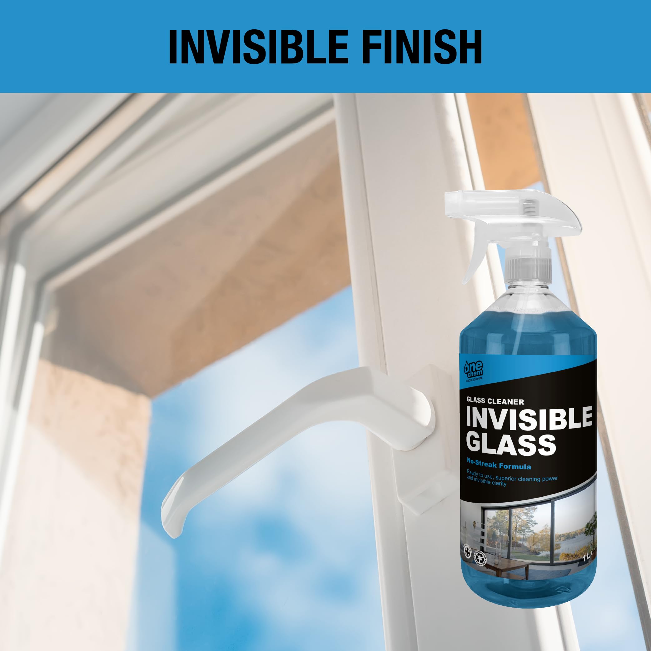 One Chem Professional Glass Cleaner - Streak-Free Invisible Finish | 1 Litre Liquid 3