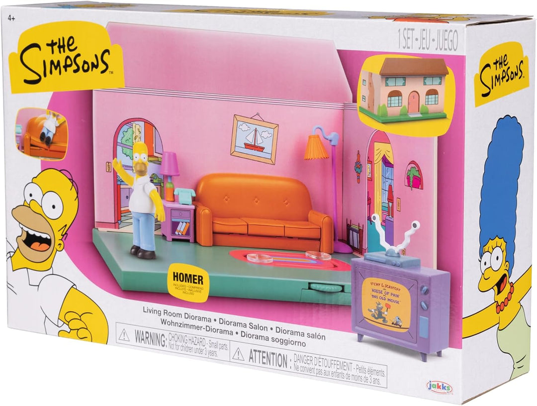 JAKKS Pacific The Simpsons Living Room Diorama Playset - Homer Simpson Collectible Playset (2.5" Scale)