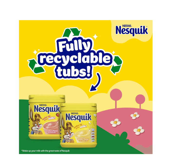 Nesquik - Strawberry Flavoured Milkshake Powder with Vitamin D, 500g Tub