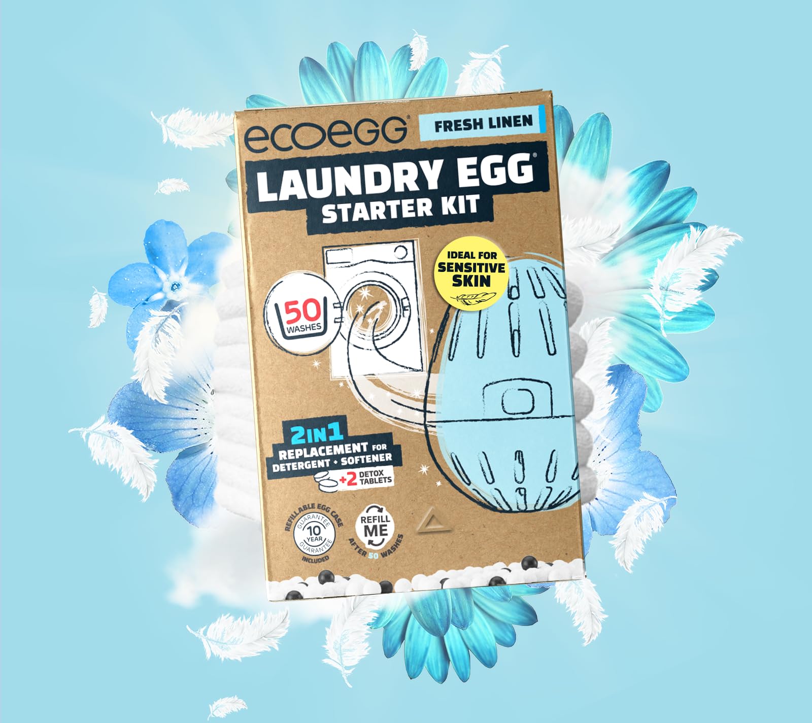 Ecoegg - Starter Kit Laundry Egg with Detergent & Fabric Softener Replacement (Non-Bio) 7