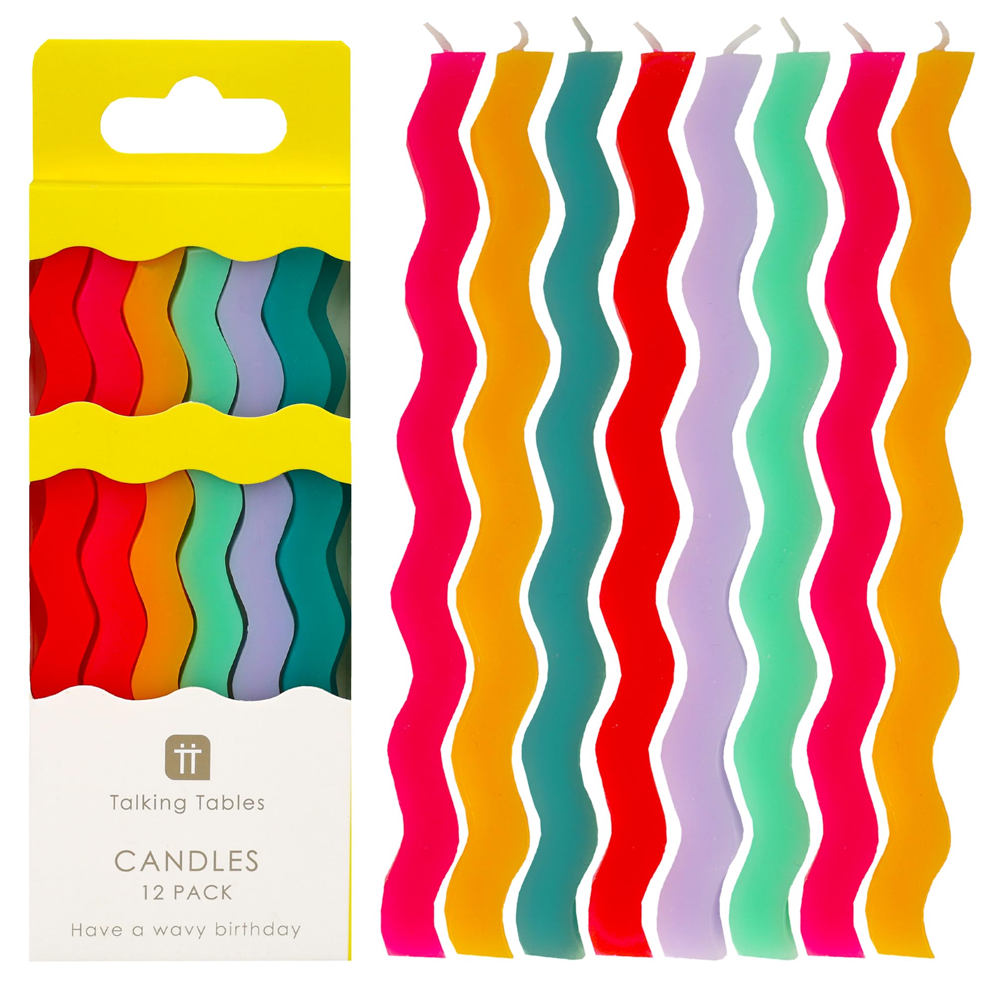 Talking Tables 12 x Wavy Rainbow Birthday Candles Cake Toppers | 12.5cm Tall 1