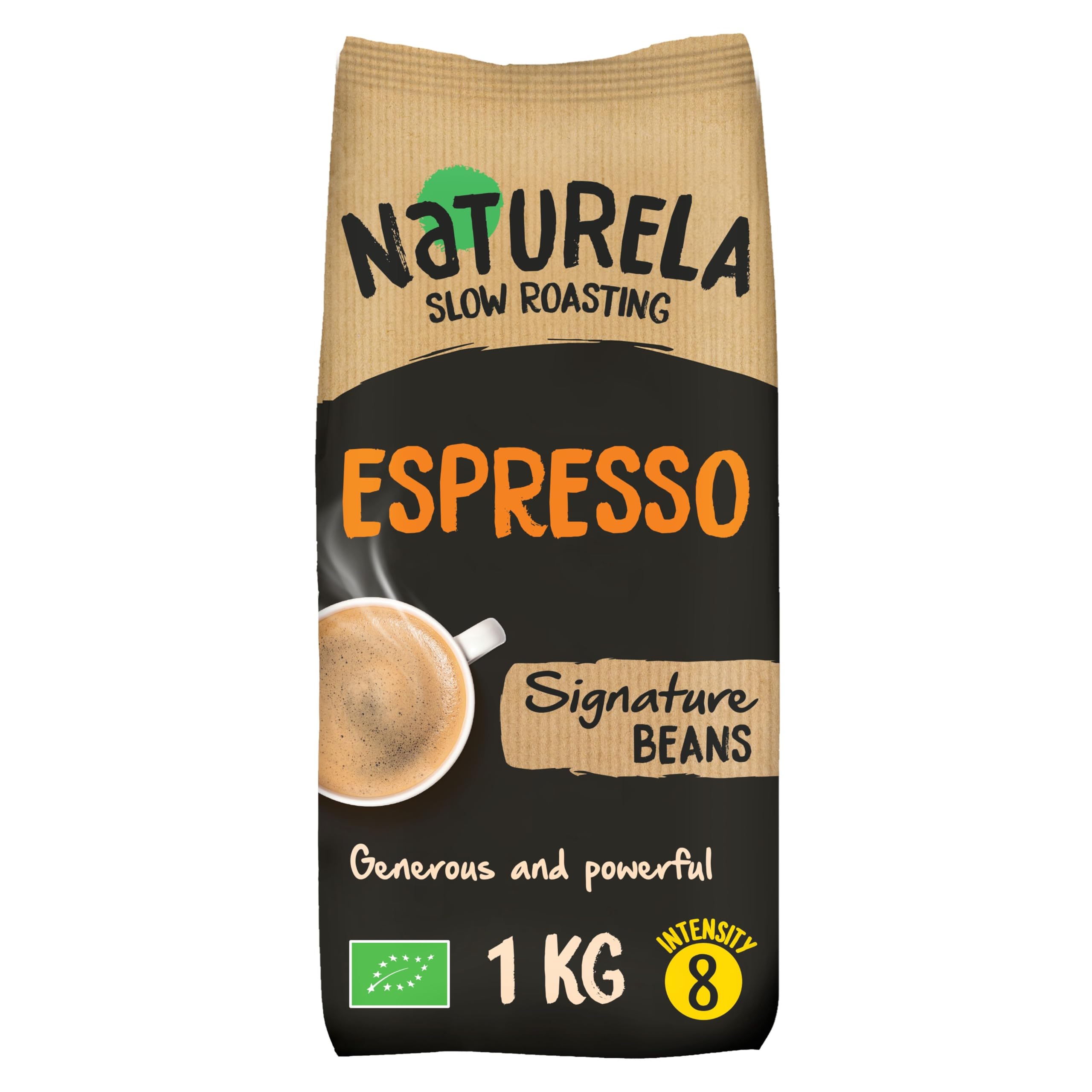 Naturela Organic Whole Coffee Beans - 100% Arabica & Robusta Blend | Slow-Roasted | 1 kg