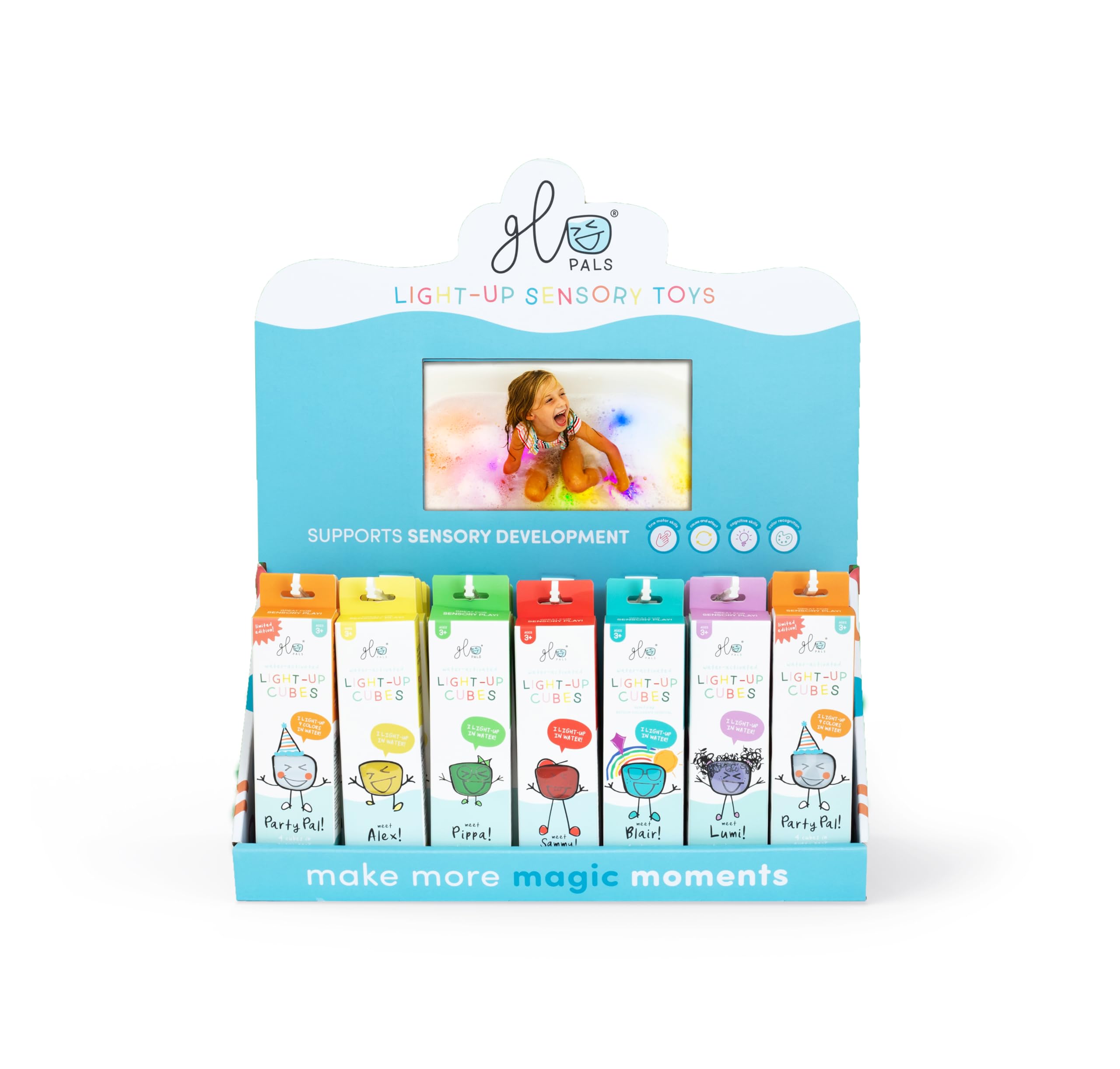 Glo Pals Light-Up Sensory Bath Toy Cubes - Water-Activated, Pack of 4 | Ages 3+ 8