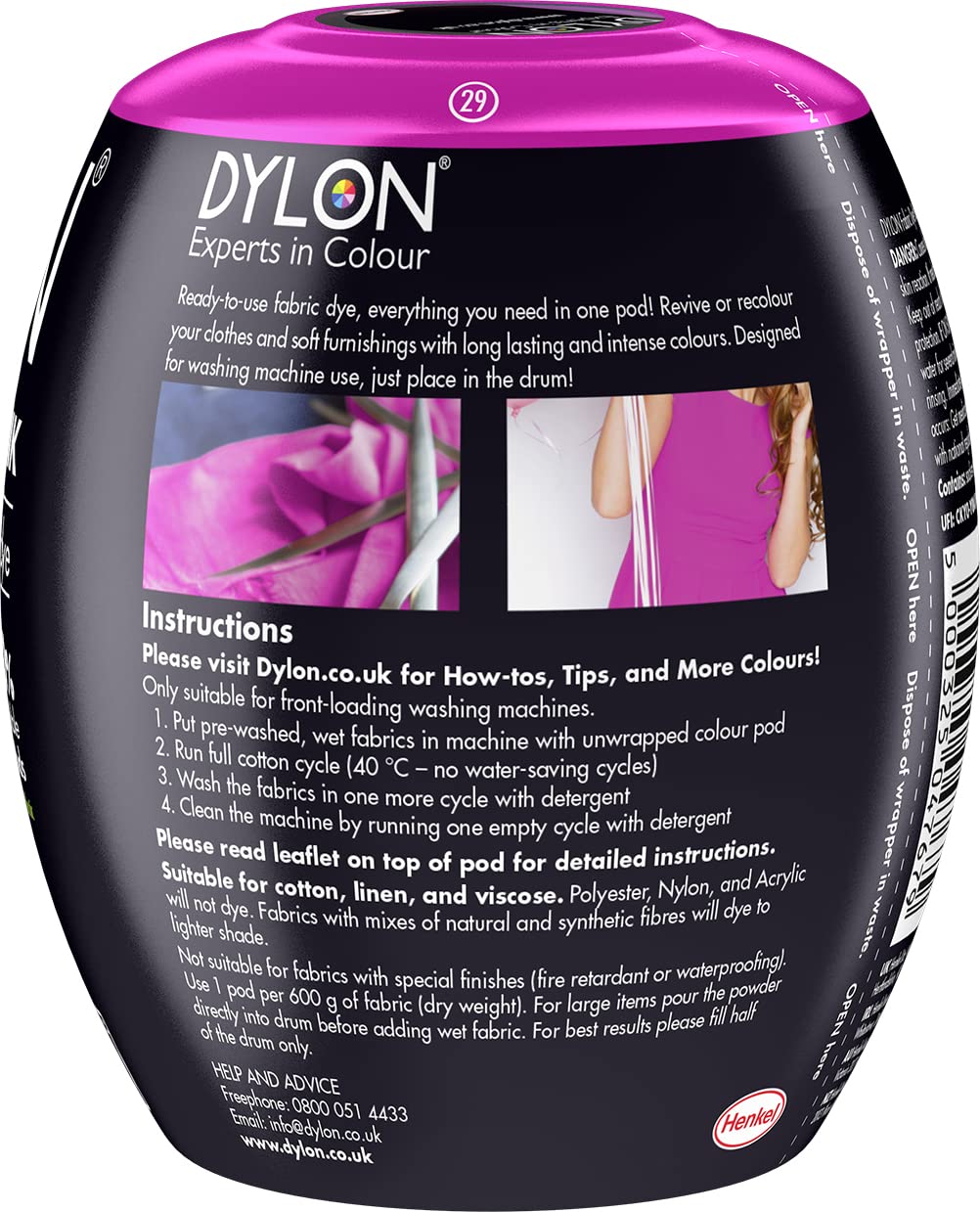 Dylon Washing Machine Fabric Dye Pod - Passion Pink | 350g