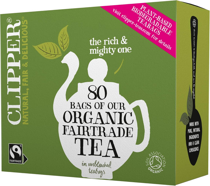 Clipper Organic Everyday Fairtrade Teabags | 80 Black Tea Bags | Unbleached, Biodegradable