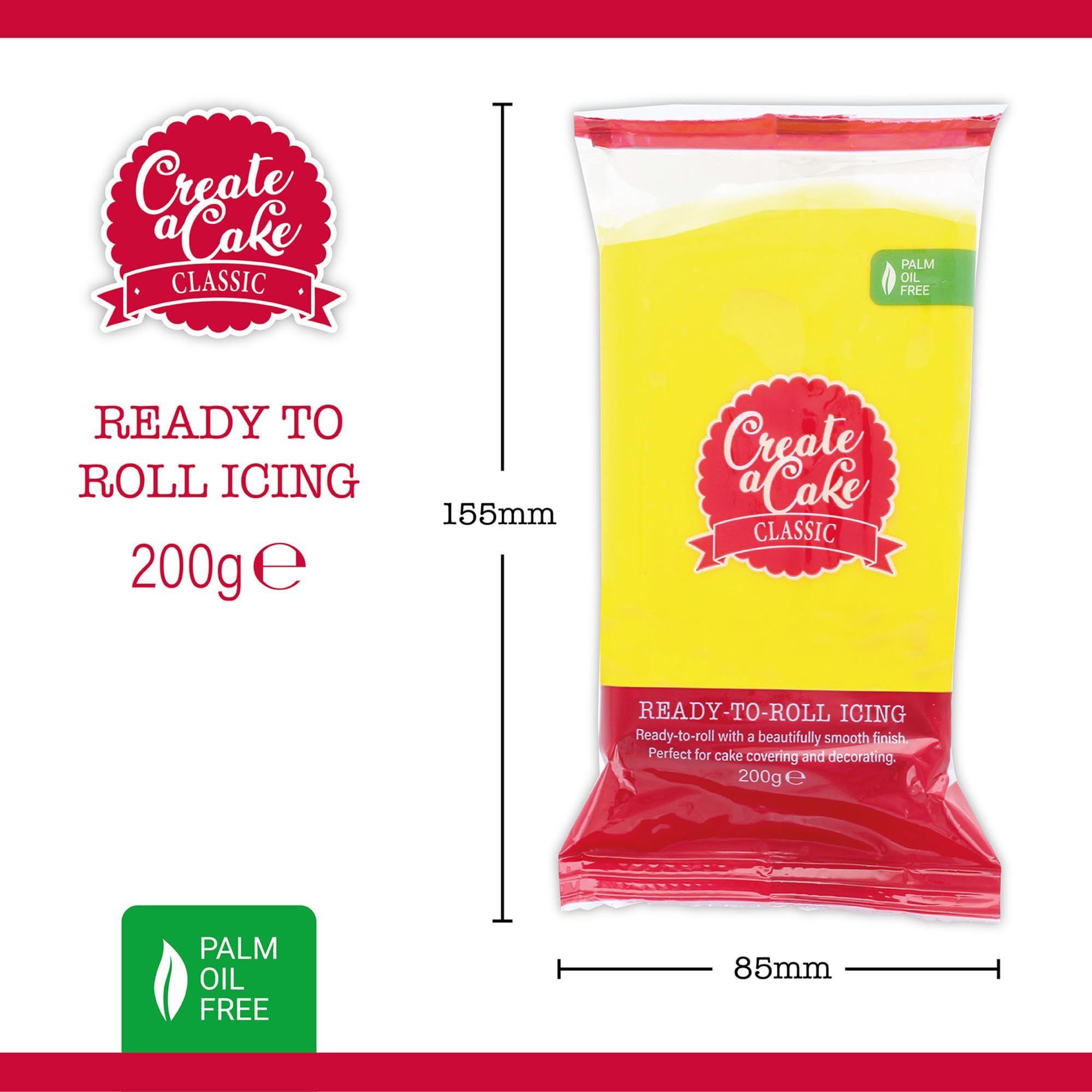 Create A Cake Ready To Roll Icing - Yellow Fondant | Palm Free Sugar Paste | 200g 3
