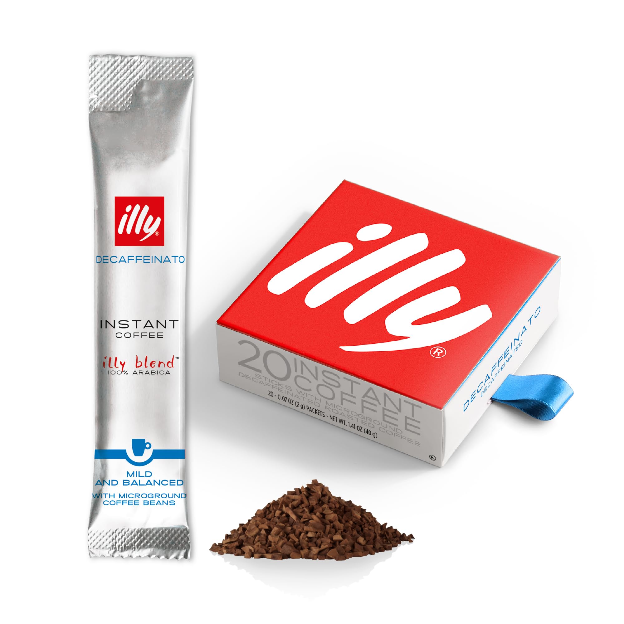 illy Decaf Instant Coffee Sachets - 20 Servings | 100% Arabica | Intensity 5/9