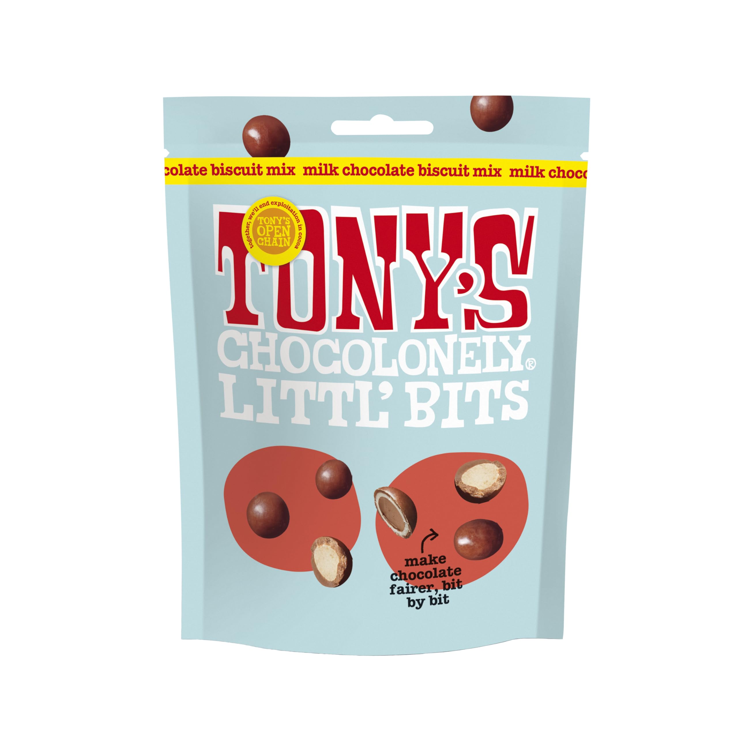 Tony's Chocolonely Littl’ Bits Chocolate Mix Balls - Mini Milk & White Chocolate with Biscuit 1