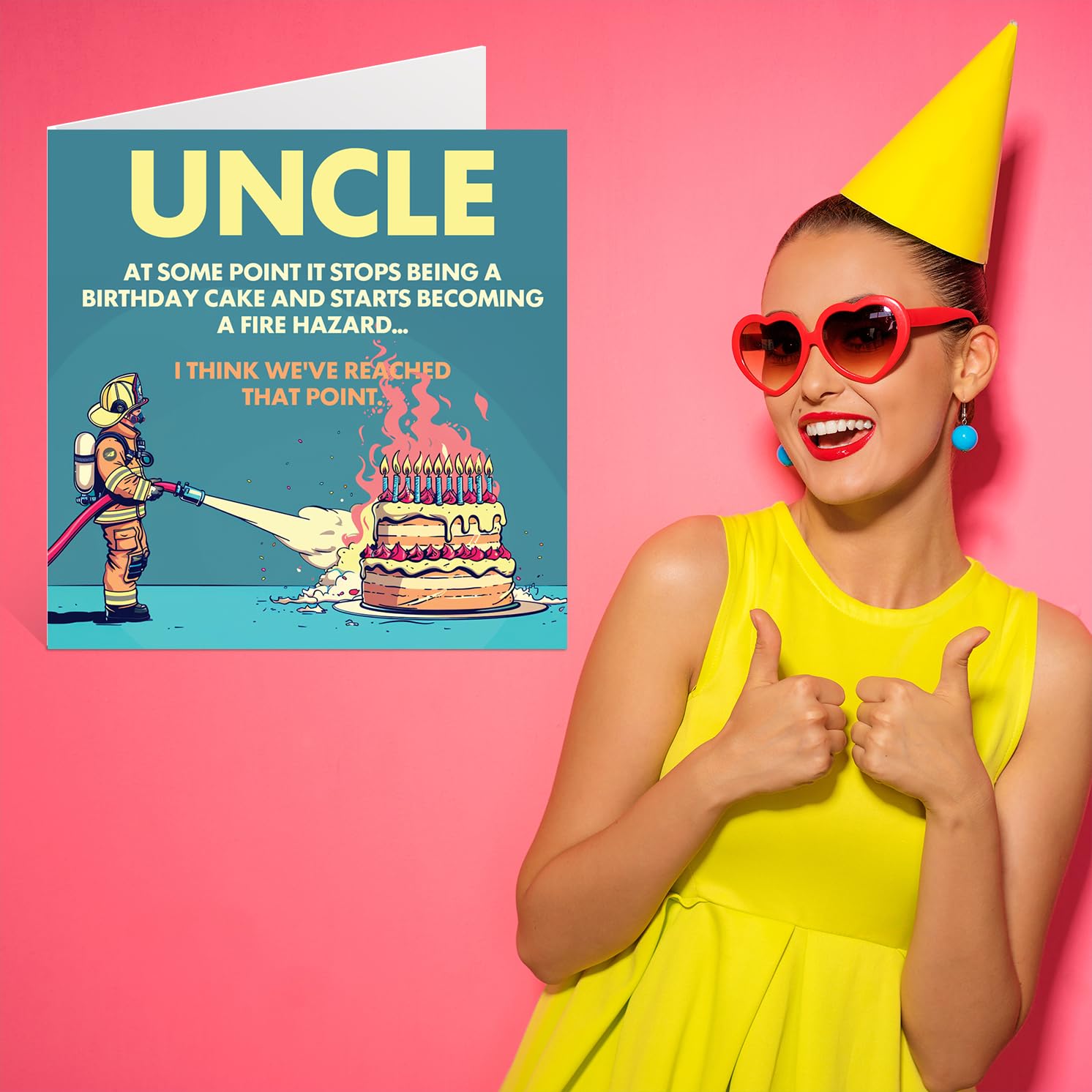 Stuff4 Funny Rude Uncle Birthday Card - Fire Hazard Cake Joke | 145mm x 145mm 7