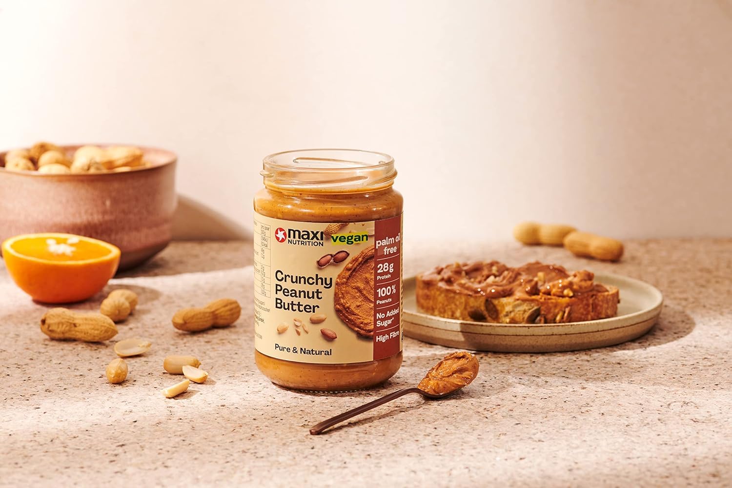 MaxiNutrition Crunchy Peanut Butter - 100% Peanuts, High Protein | 350g Jar 5