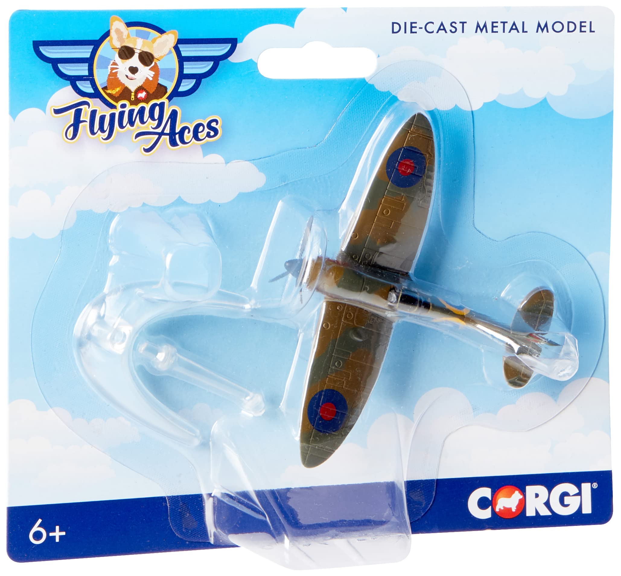 Corgi CS90650 Flying Aces Supermarine Spitfire Diecast Model Airplane | Metal, Green & Brown