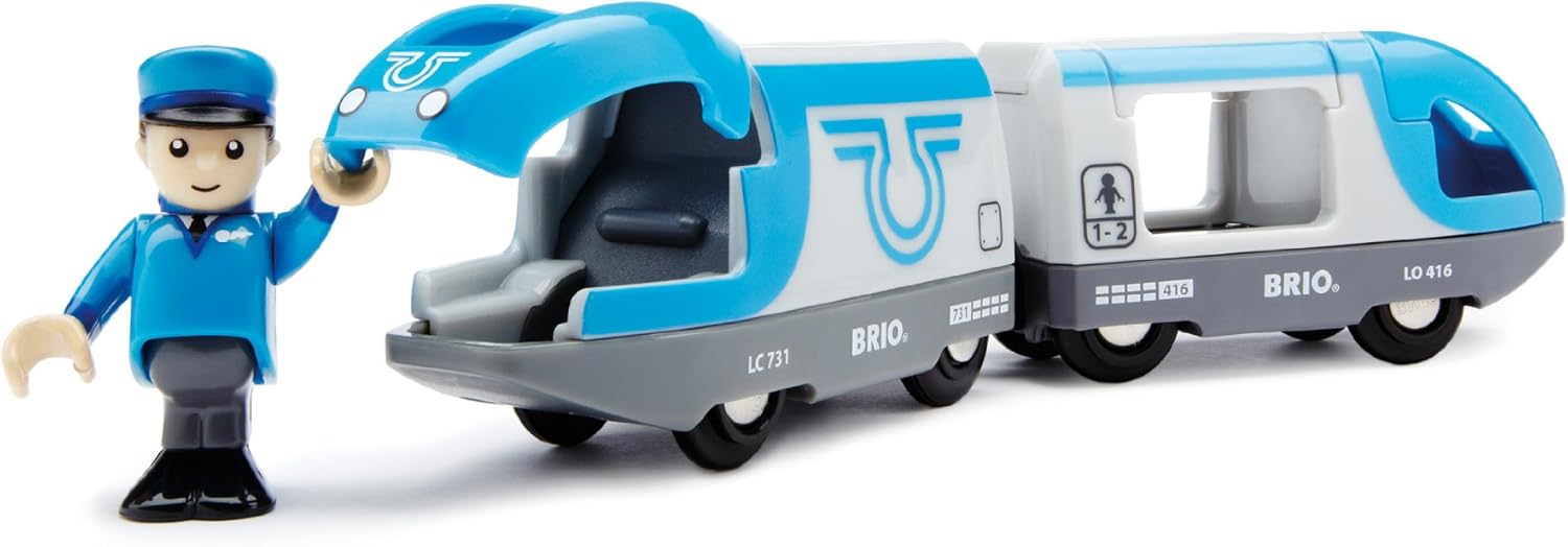 BRIO World Travel Battery Train - Battery-Powered Wooden Train Set for Kids 3+ 11