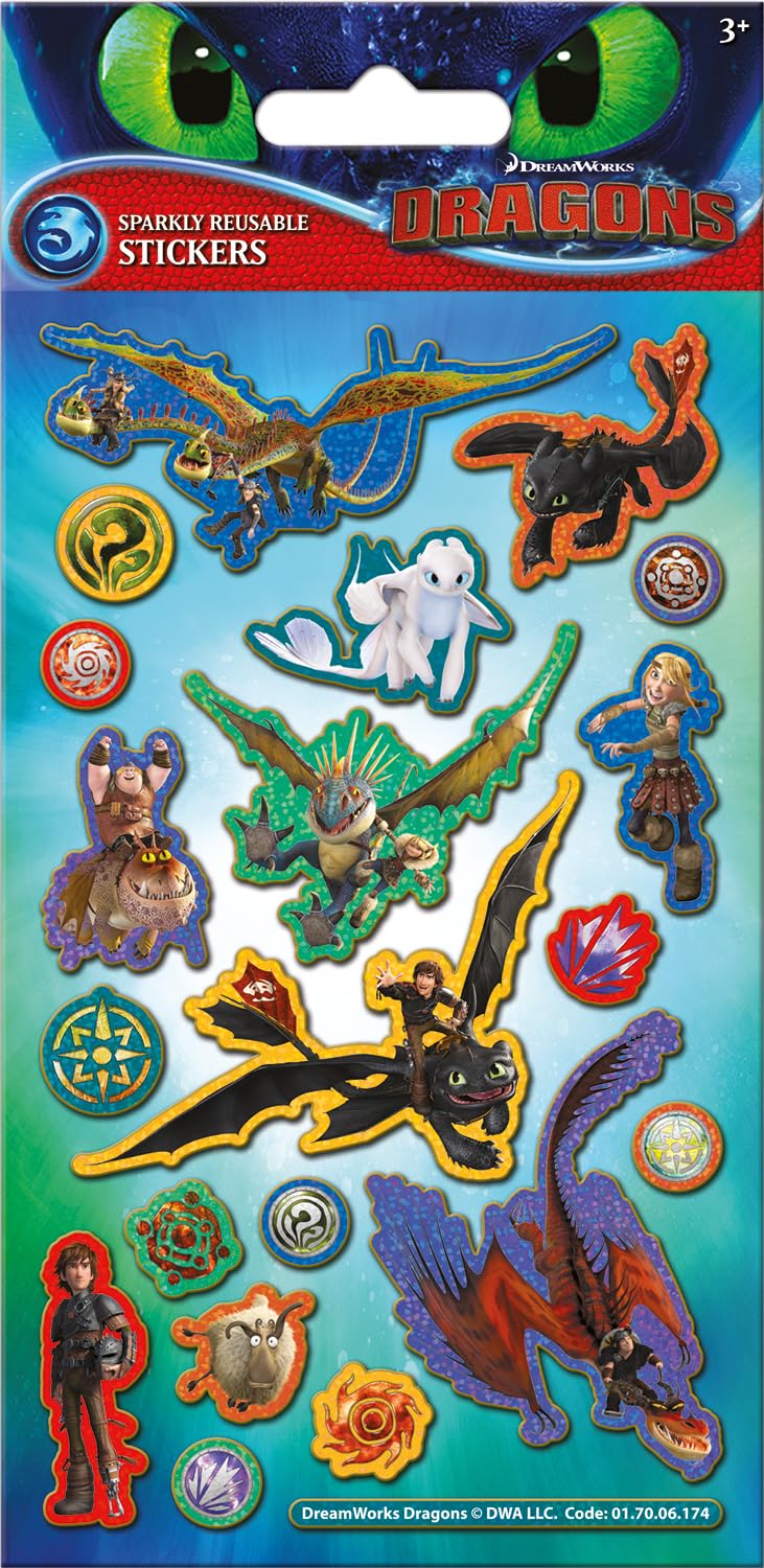 Paper Projects DreamWorks Dragons Sparkly Reusable Stickers | Arts & Crafts