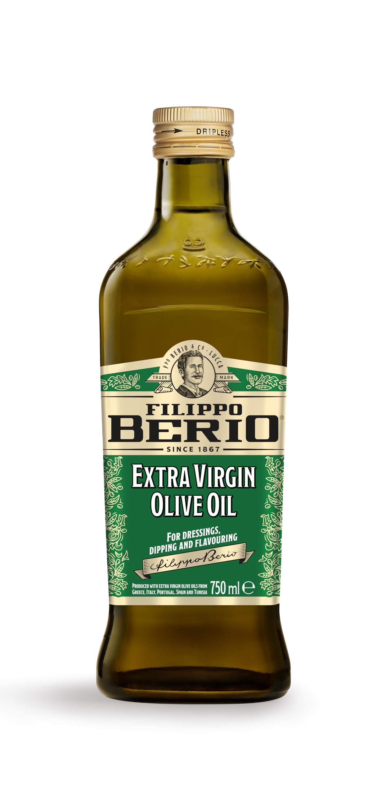 Filippo Berio Extra Virgin Olive Oil - Rich Fruity Flavour | 750ml Glass Bottle