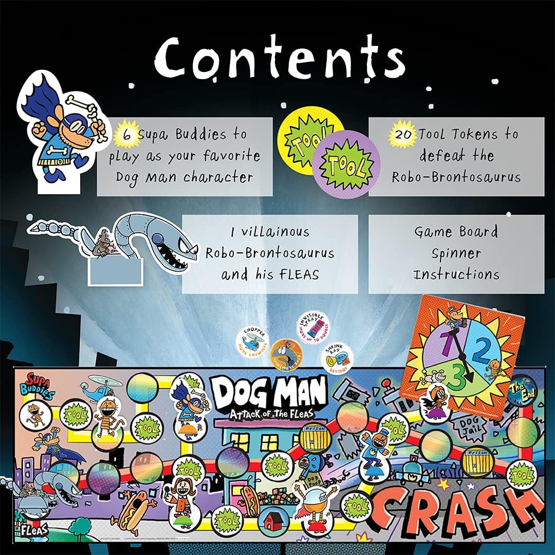 University Games Dog Man Attack of the Fleas Board Game for 2-6 Players | Model 07010 7